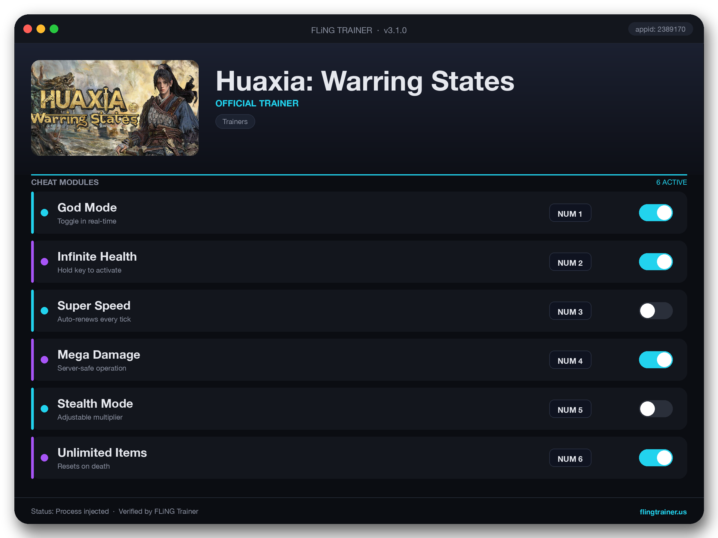 Huaxia: Warring States Trainer interface