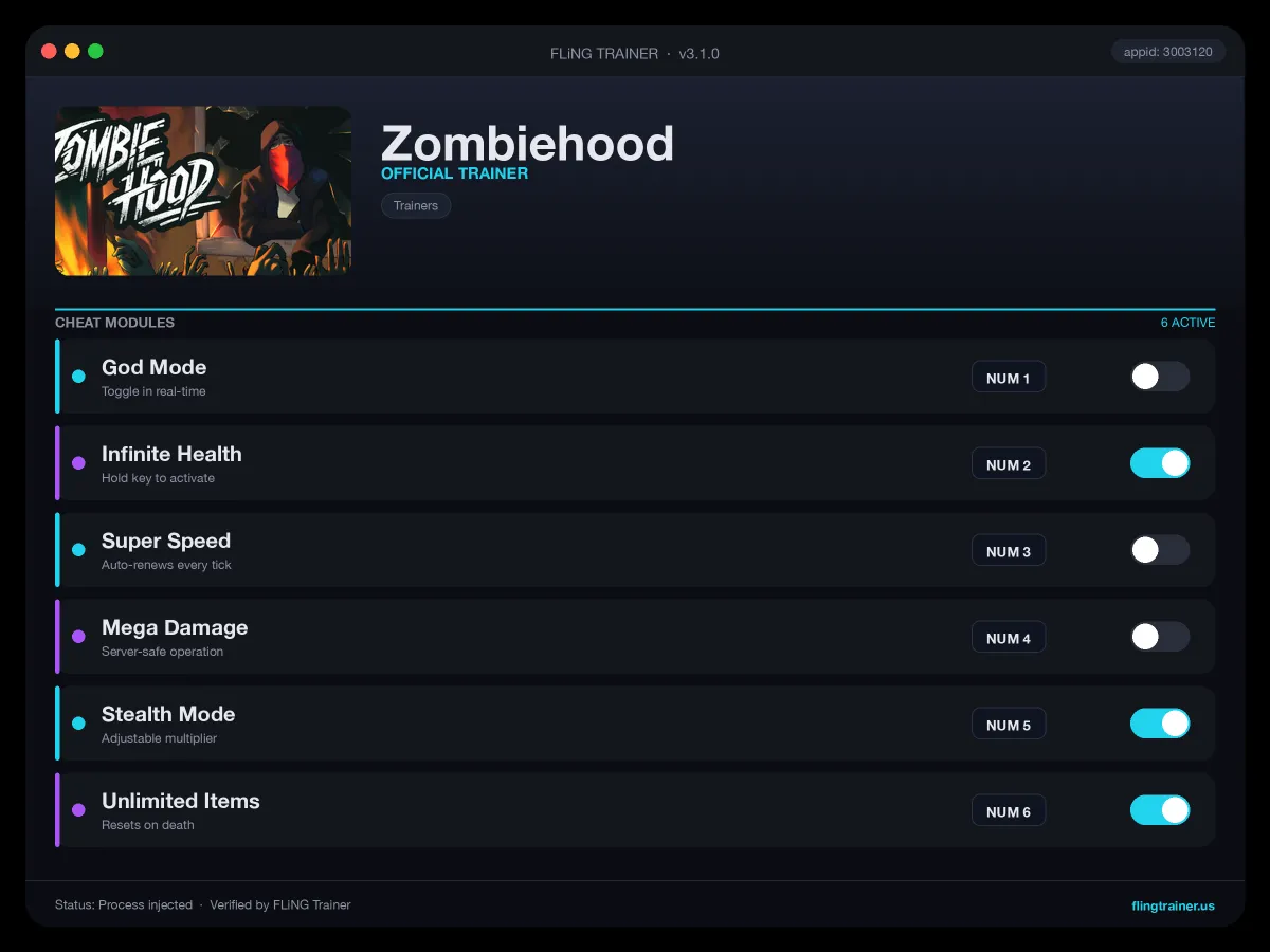 Zombiehood Trainer interface
