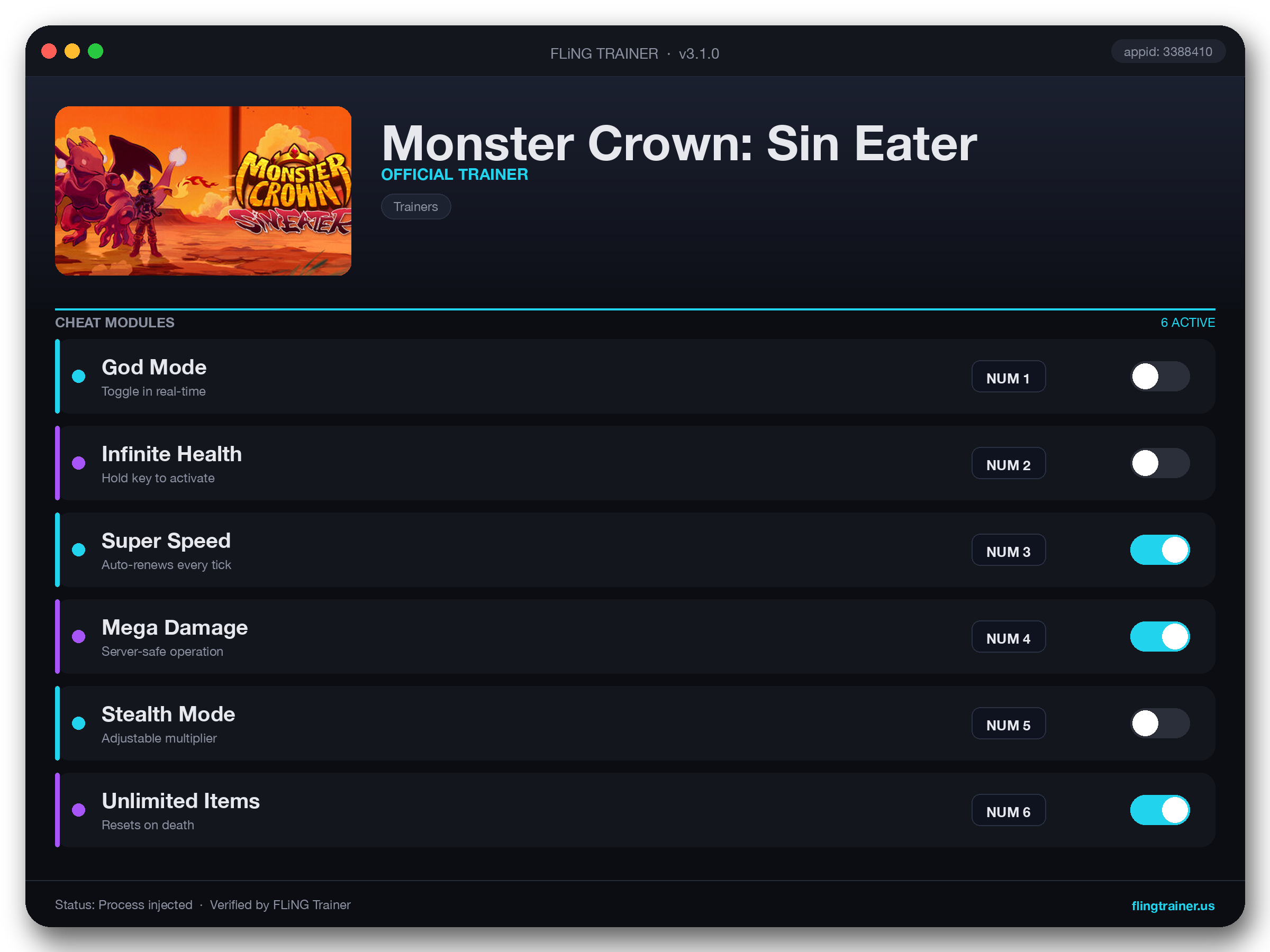 Monster Crown: Sin Eater Trainer interface