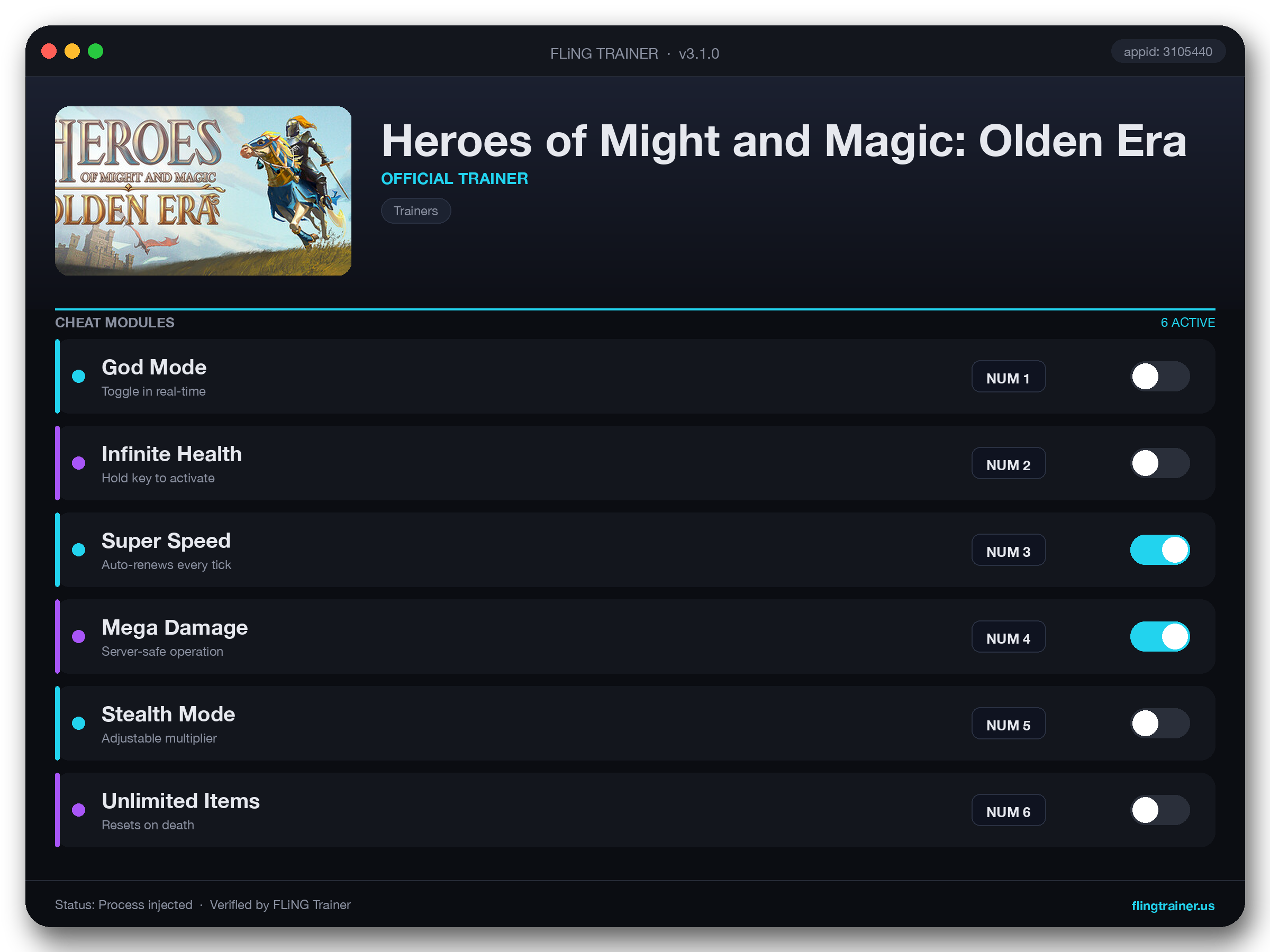 Heroes of Might and Magic: Olden Era Trainer interface