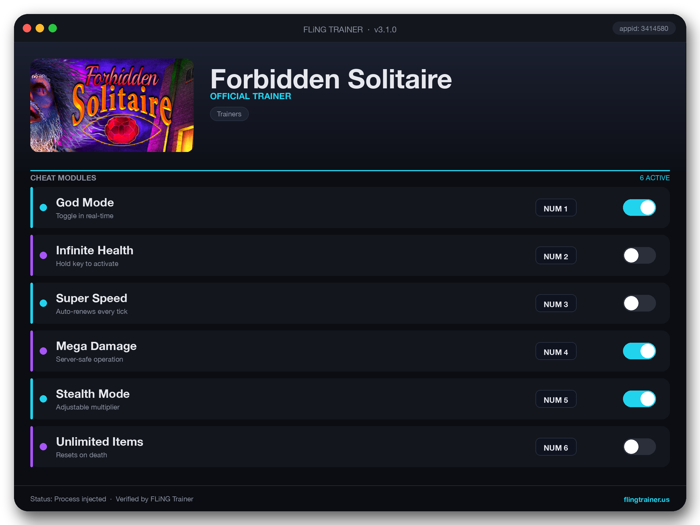 Forbidden Solitaire Trainer interface