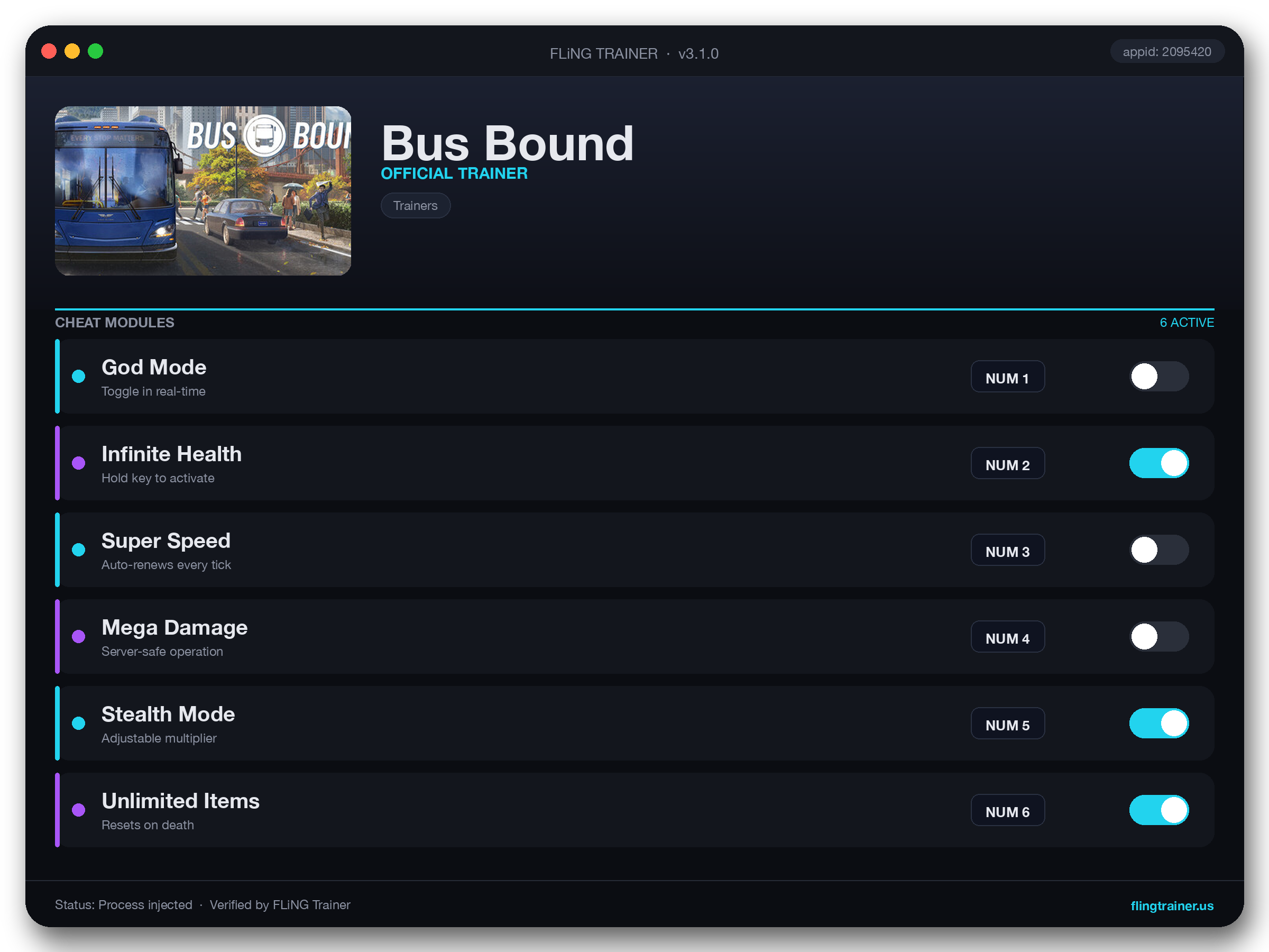Bus Bound Trainer interface