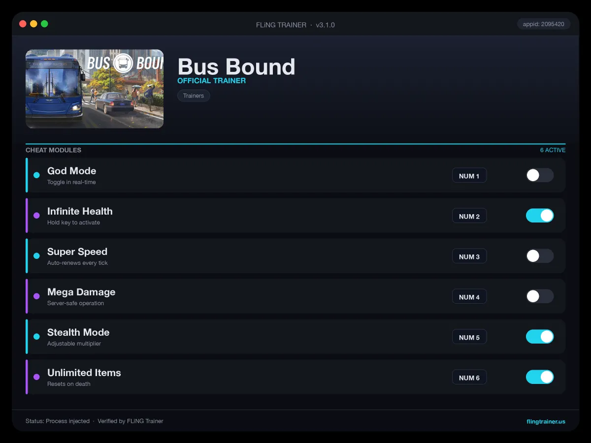 Bus Bound Trainer interface