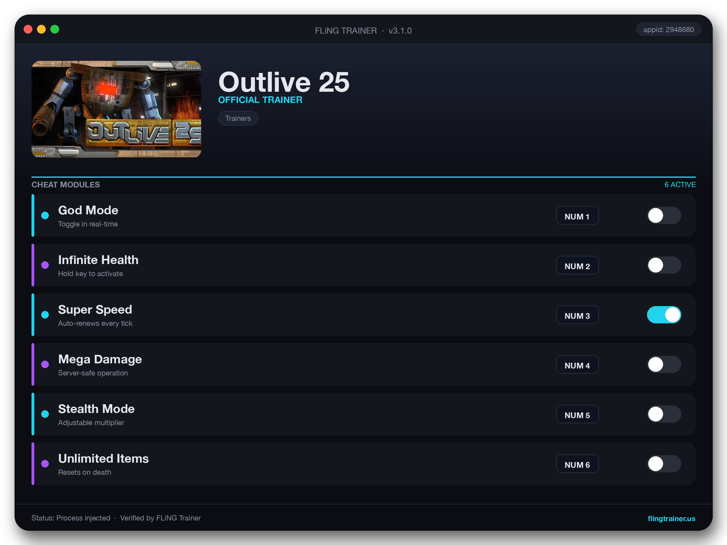 Outlive 25 Trainer interface