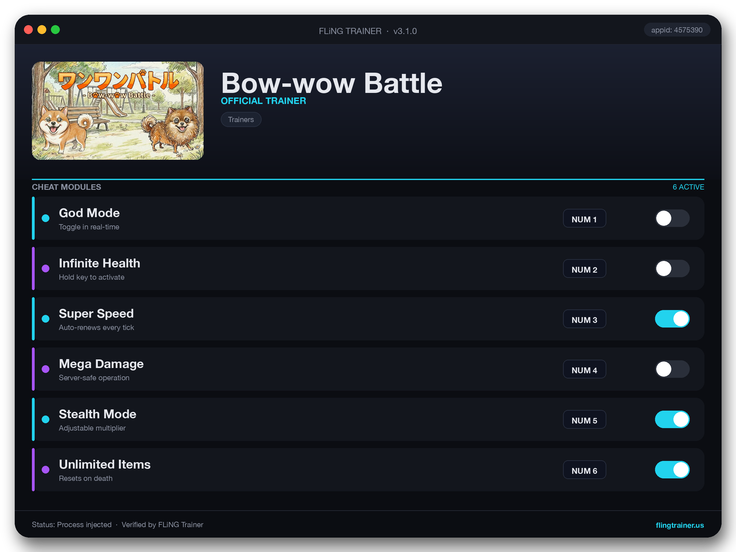 Bow-wow Battle Trainer interface
