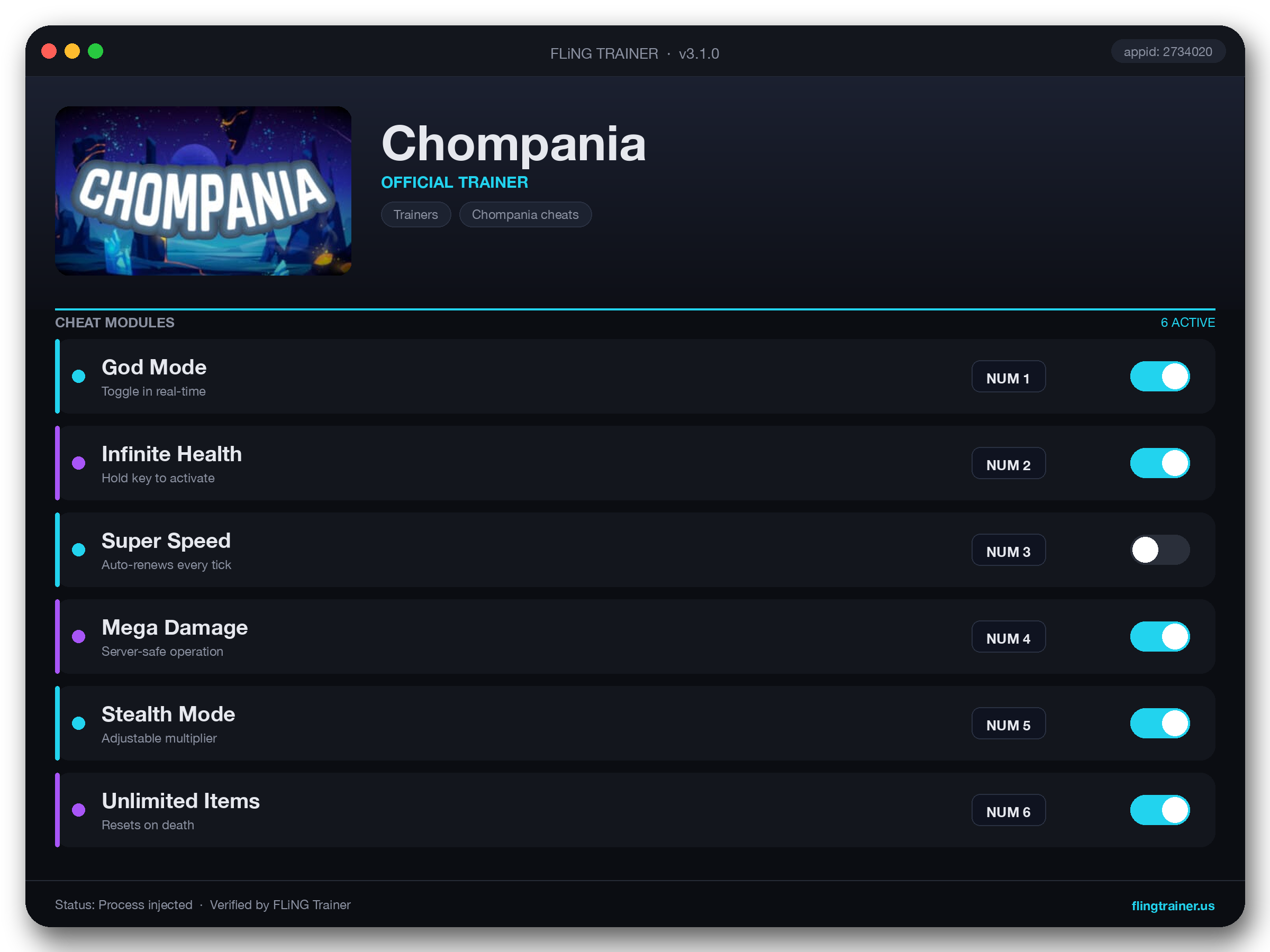 Chompania Trainer interface