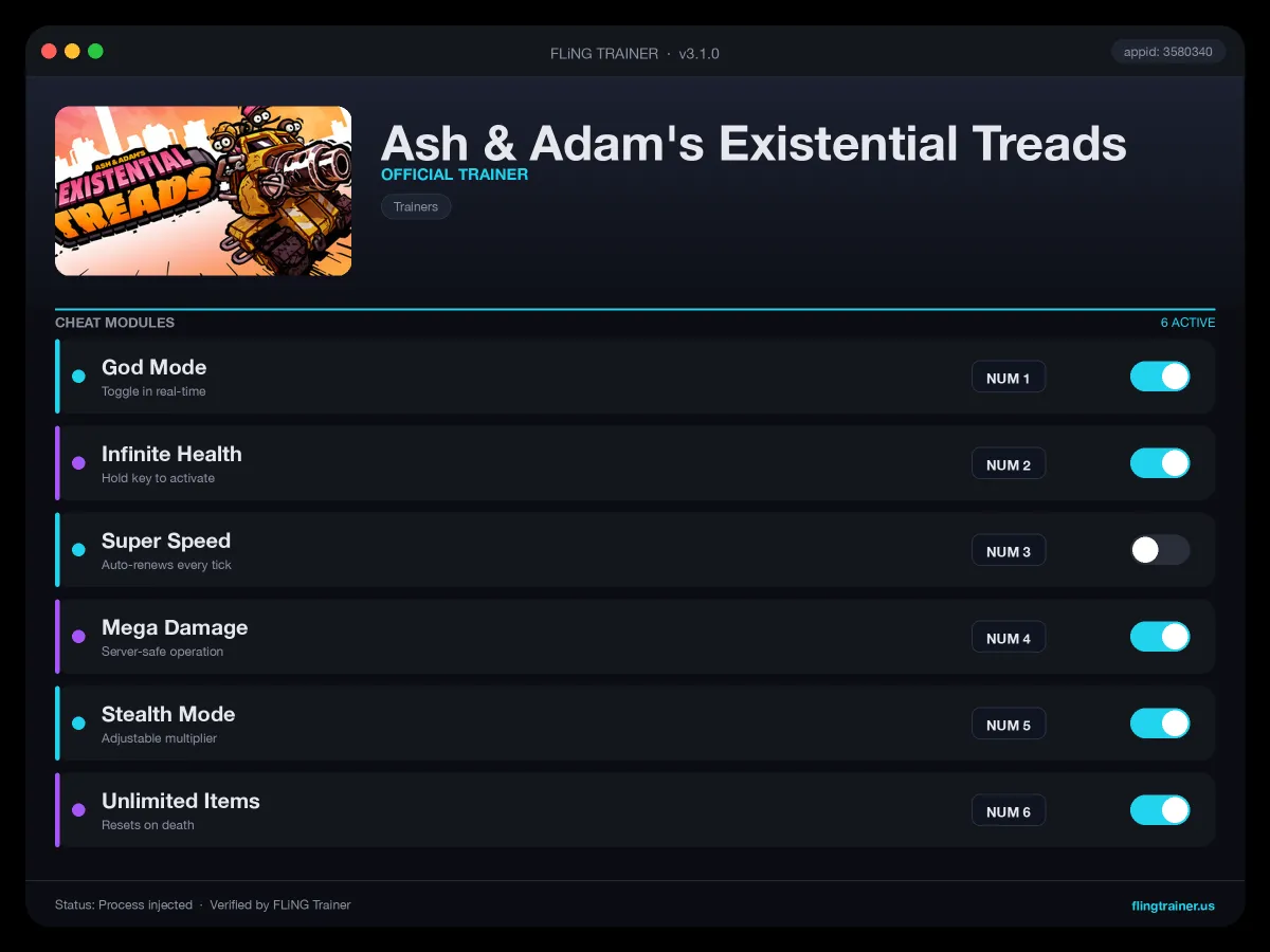 Ash & Adam's Existential Treads Trainer interface