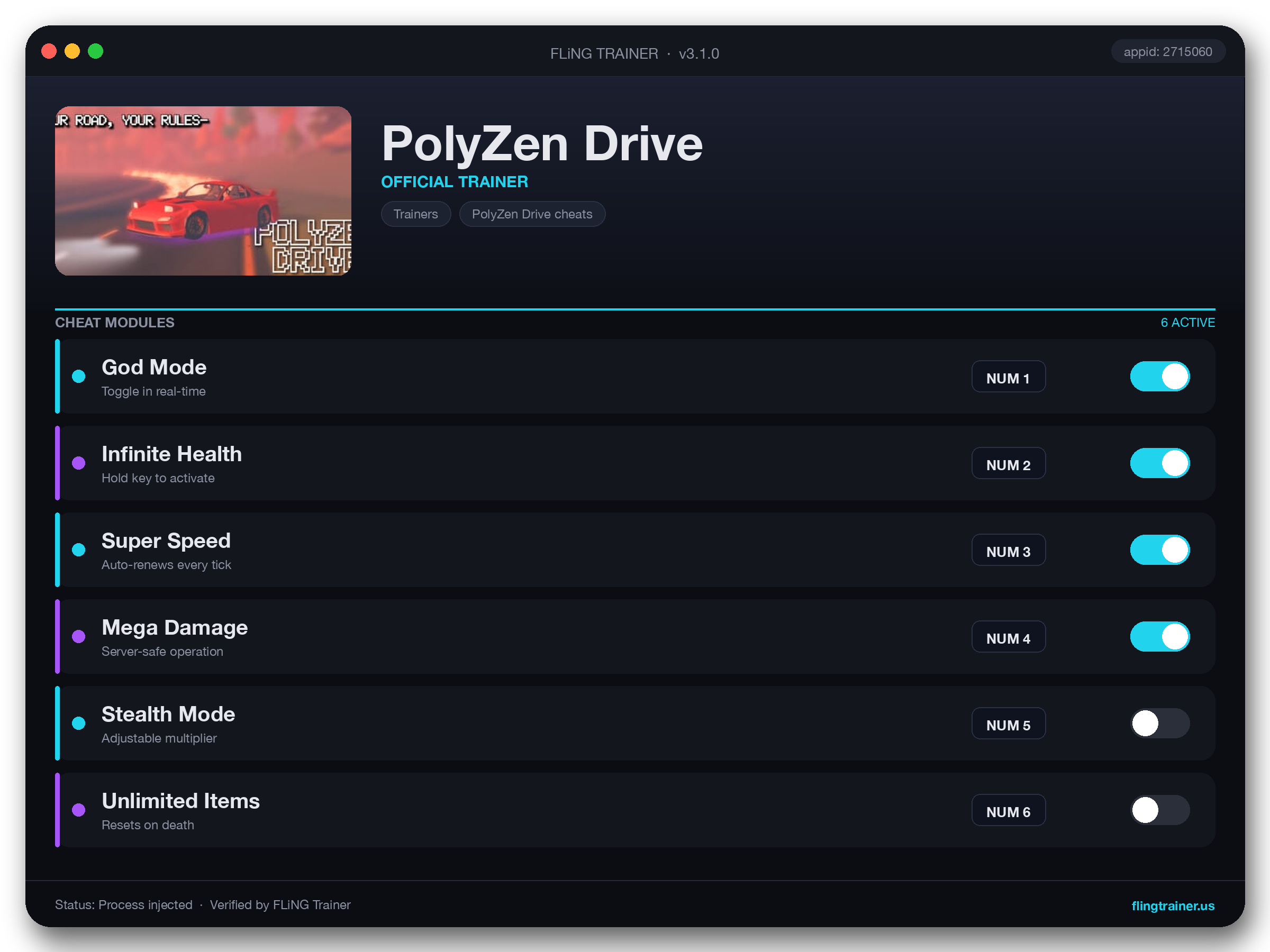 PolyZen Drive Trainer interface