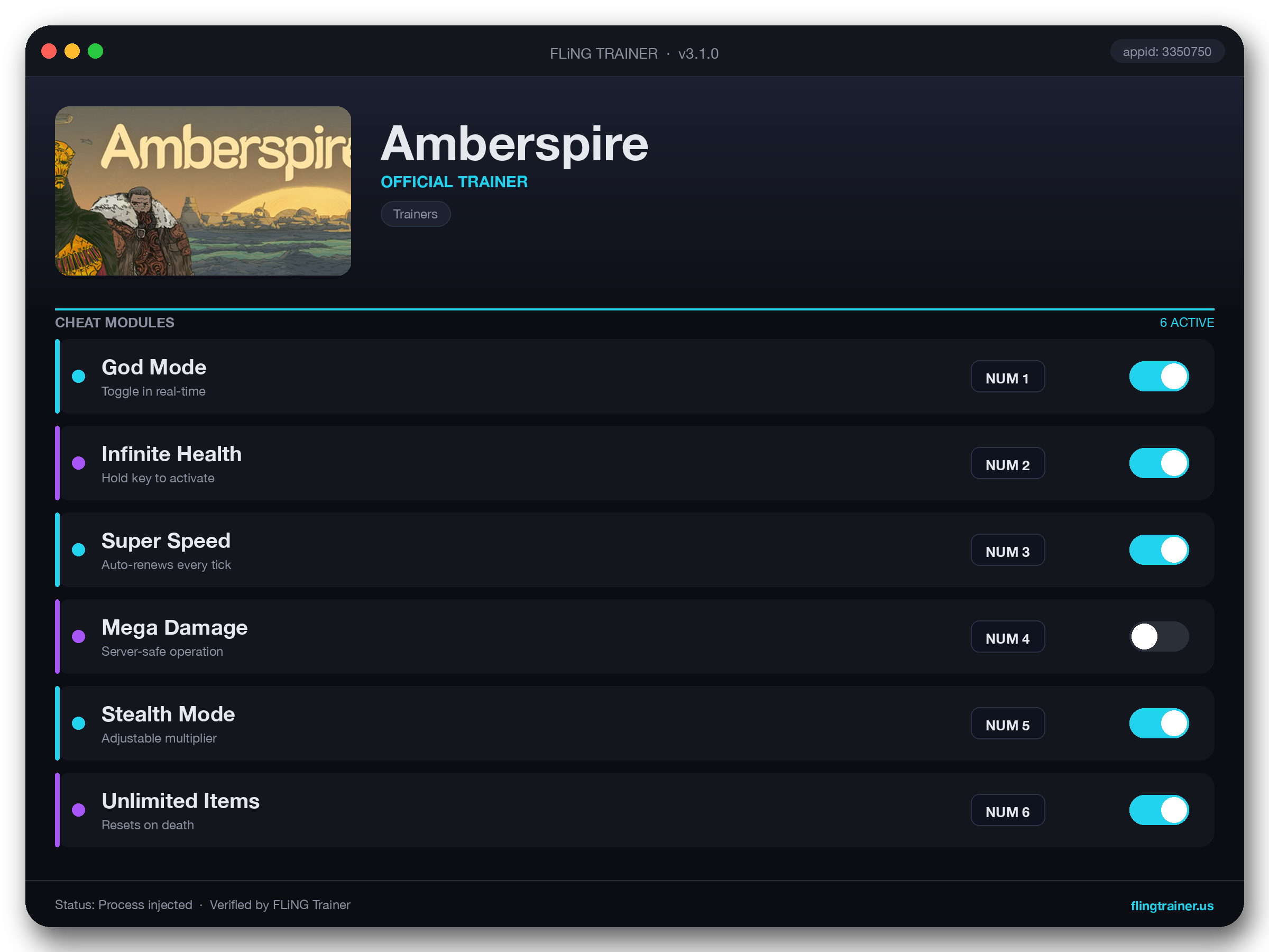 Amberspire Trainer interface
