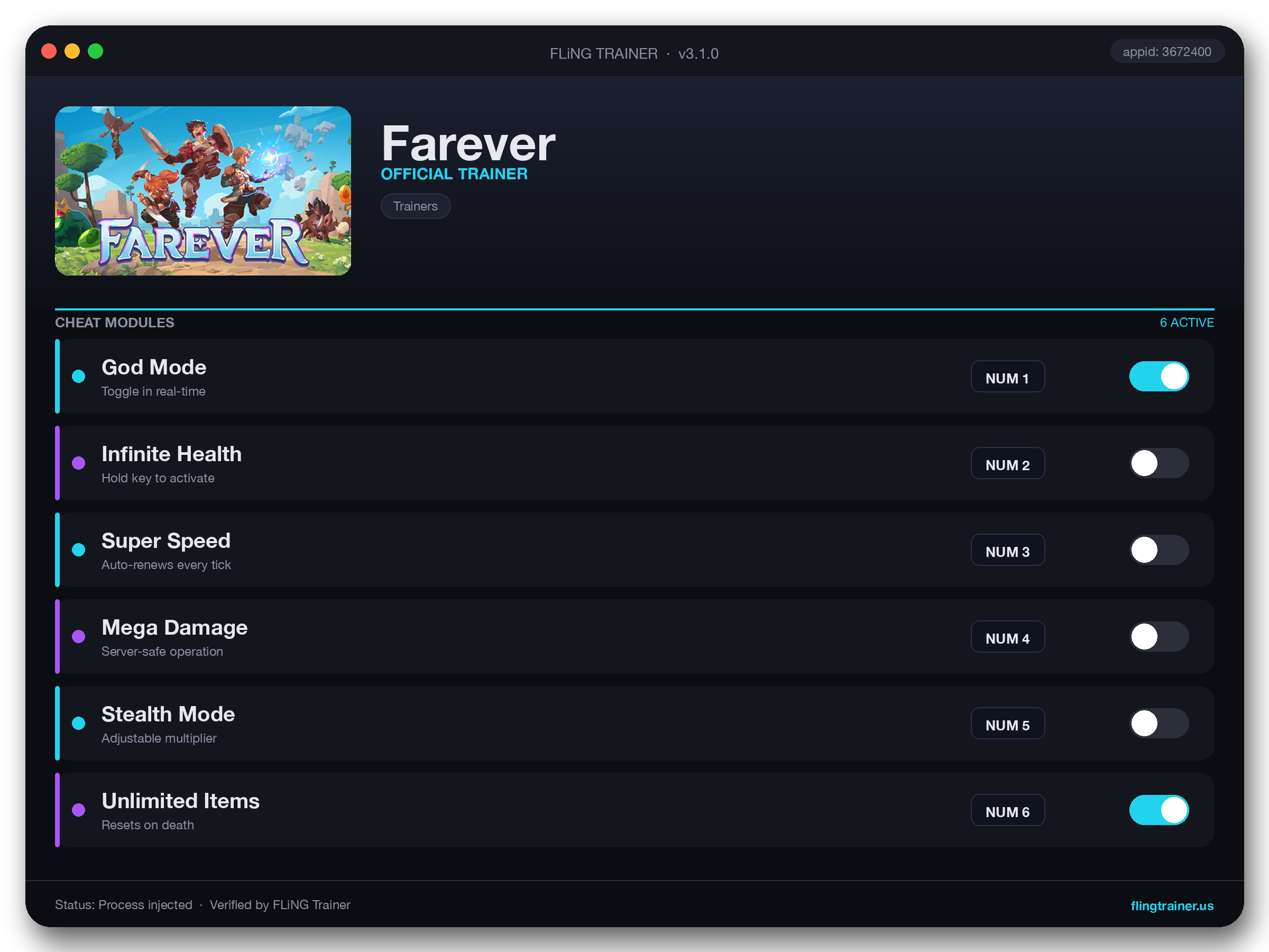 Farever Trainer interface