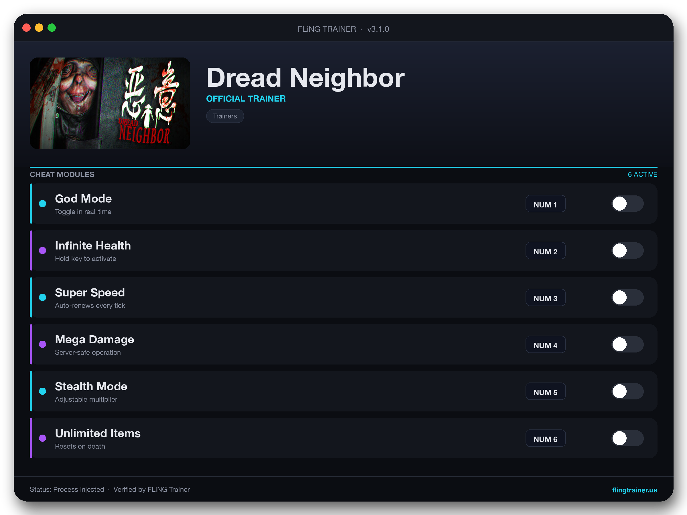 Dread Neighbor Trainer interface