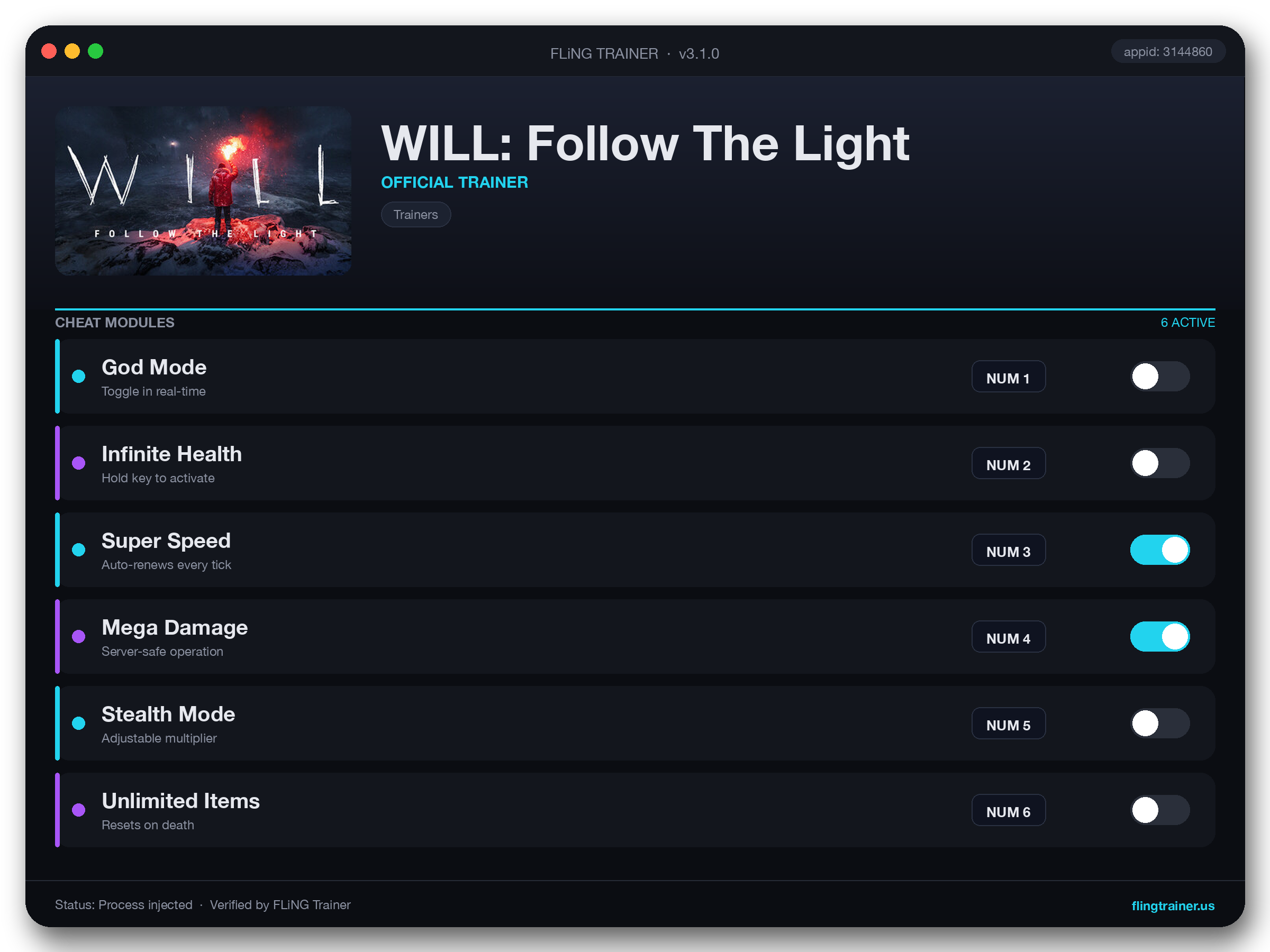WILL: Follow The Light Trainer interface