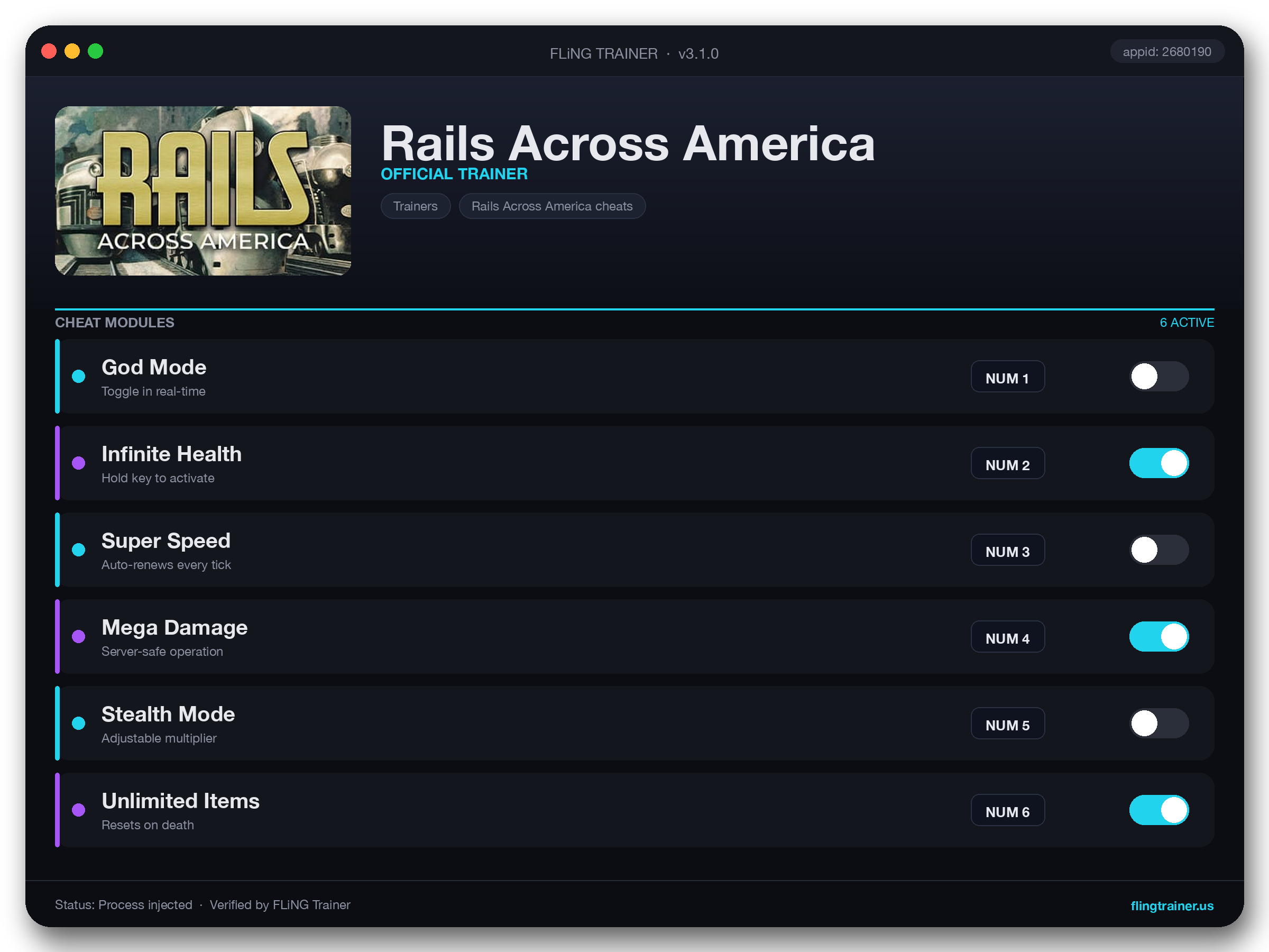 Rails Across America Trainer interface