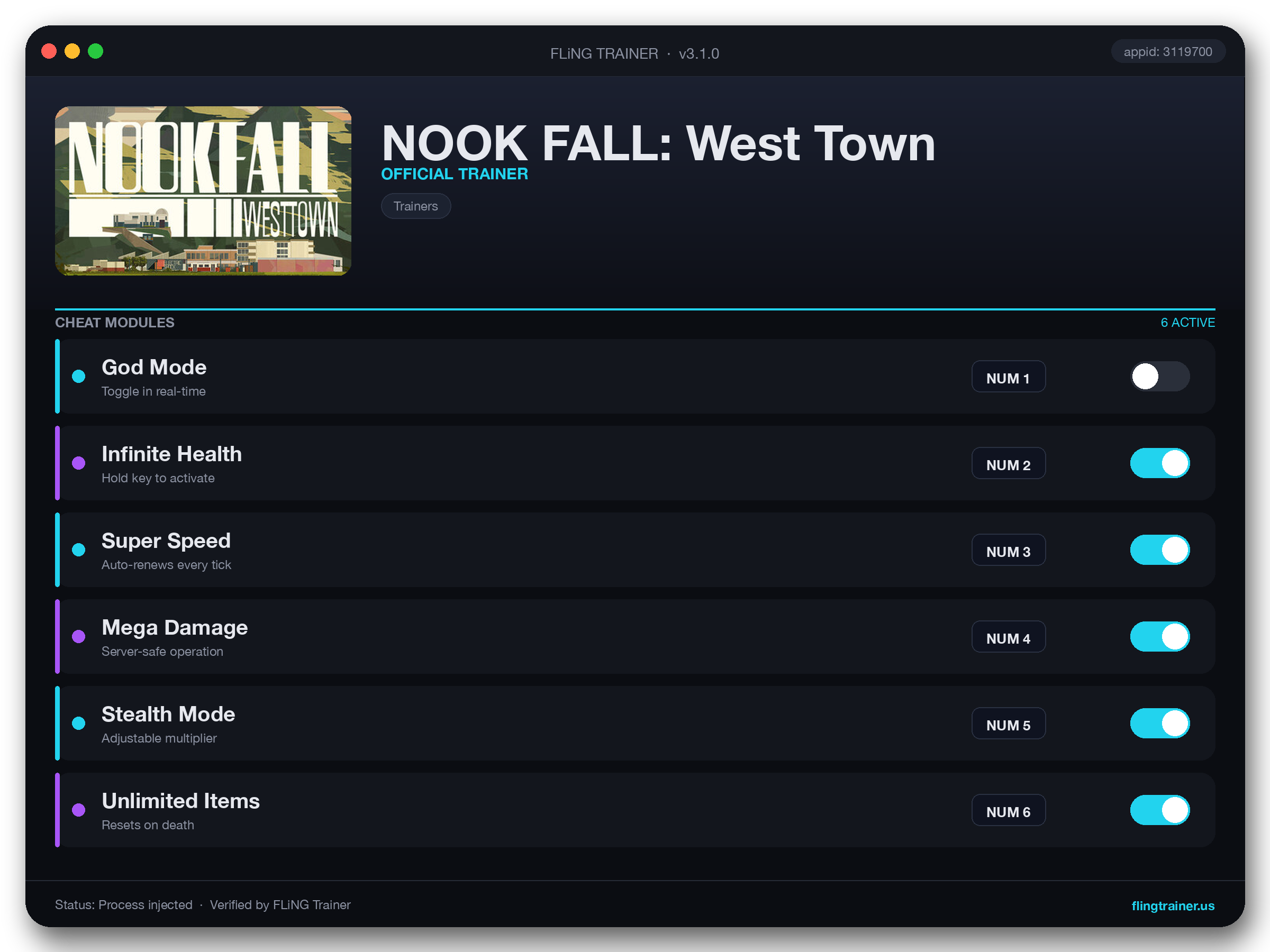 NOOK FALL: West Town Trainer interface
