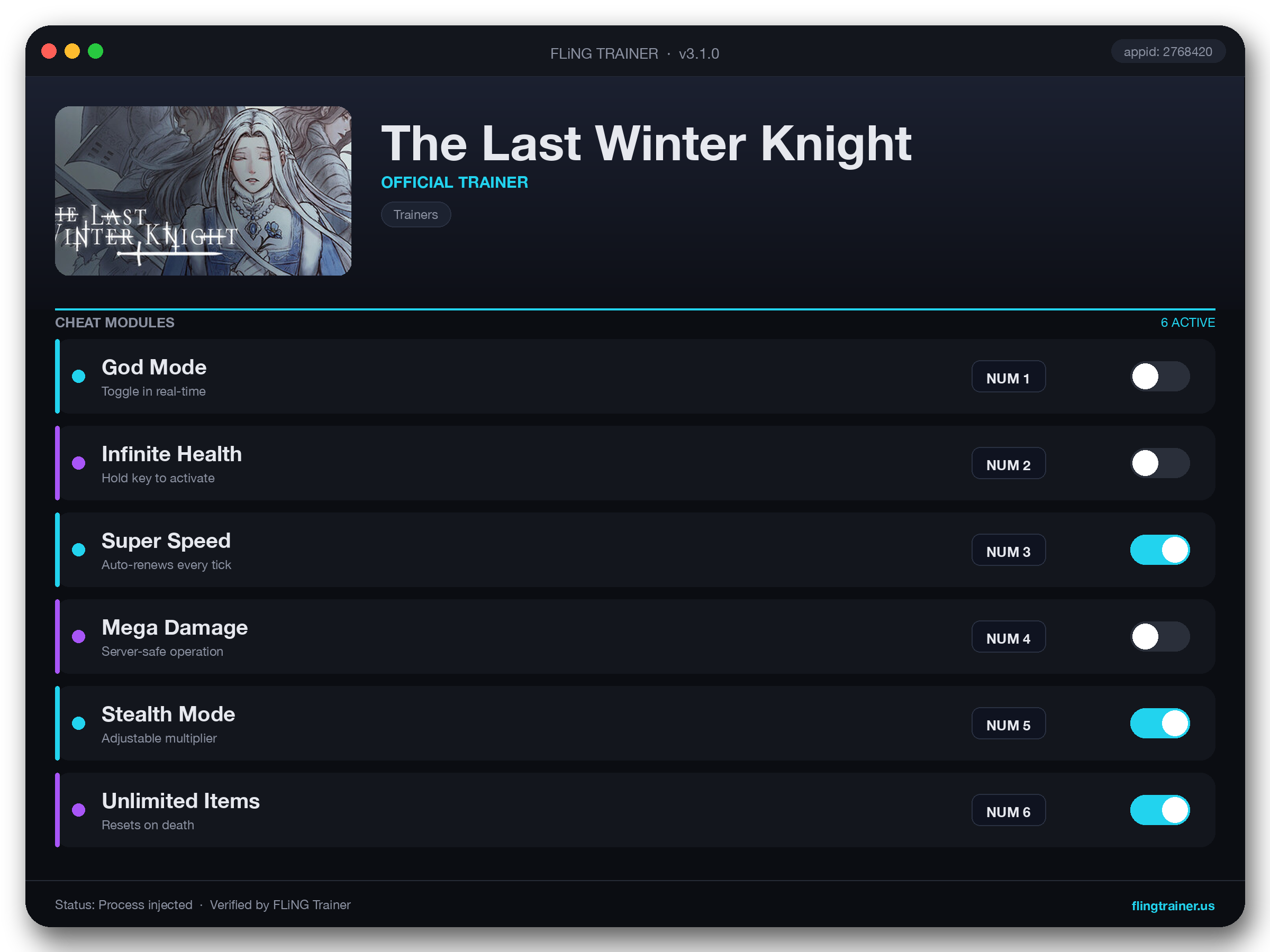 The Last Winter Knight Trainer interface