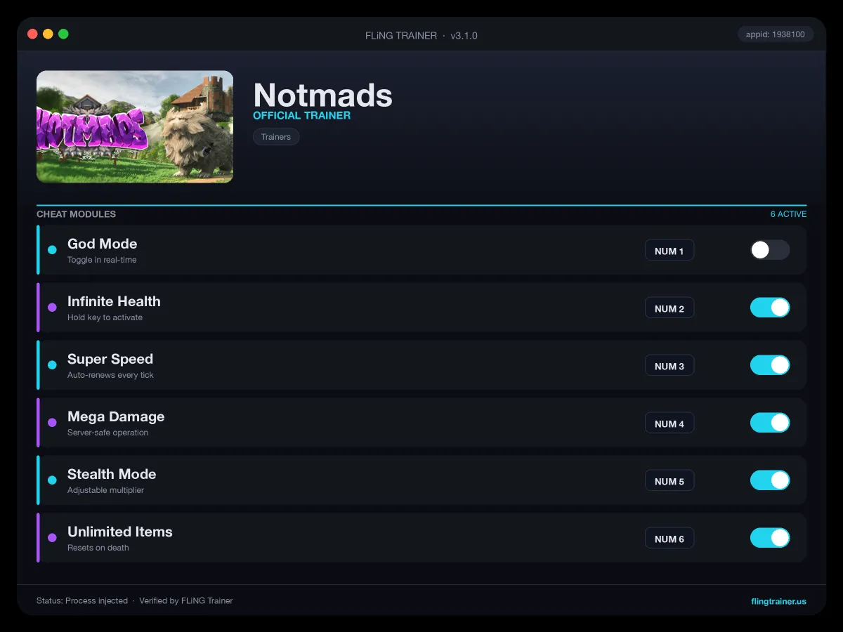 Notmads Trainer interface