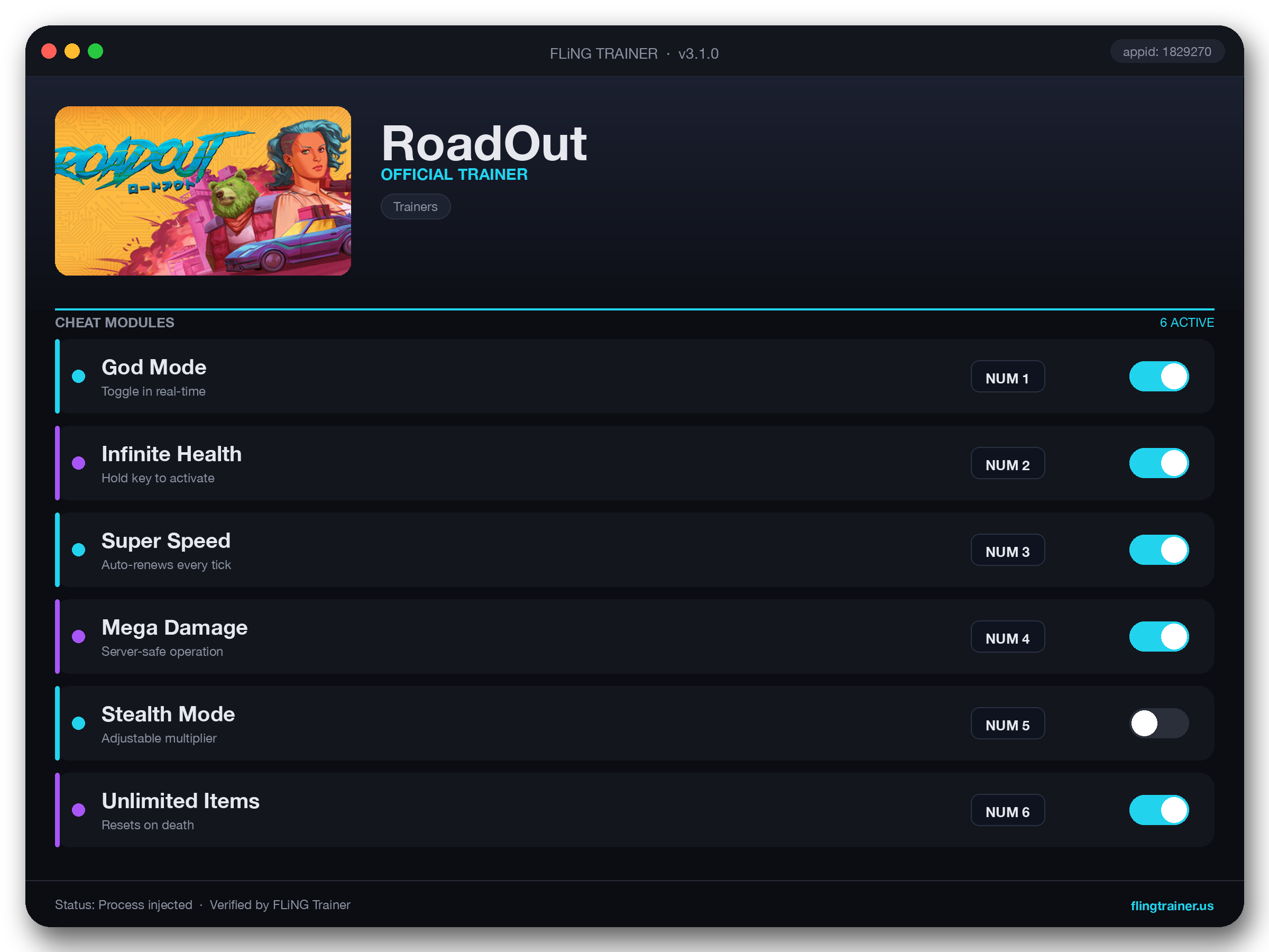 RoadOut Trainer interface