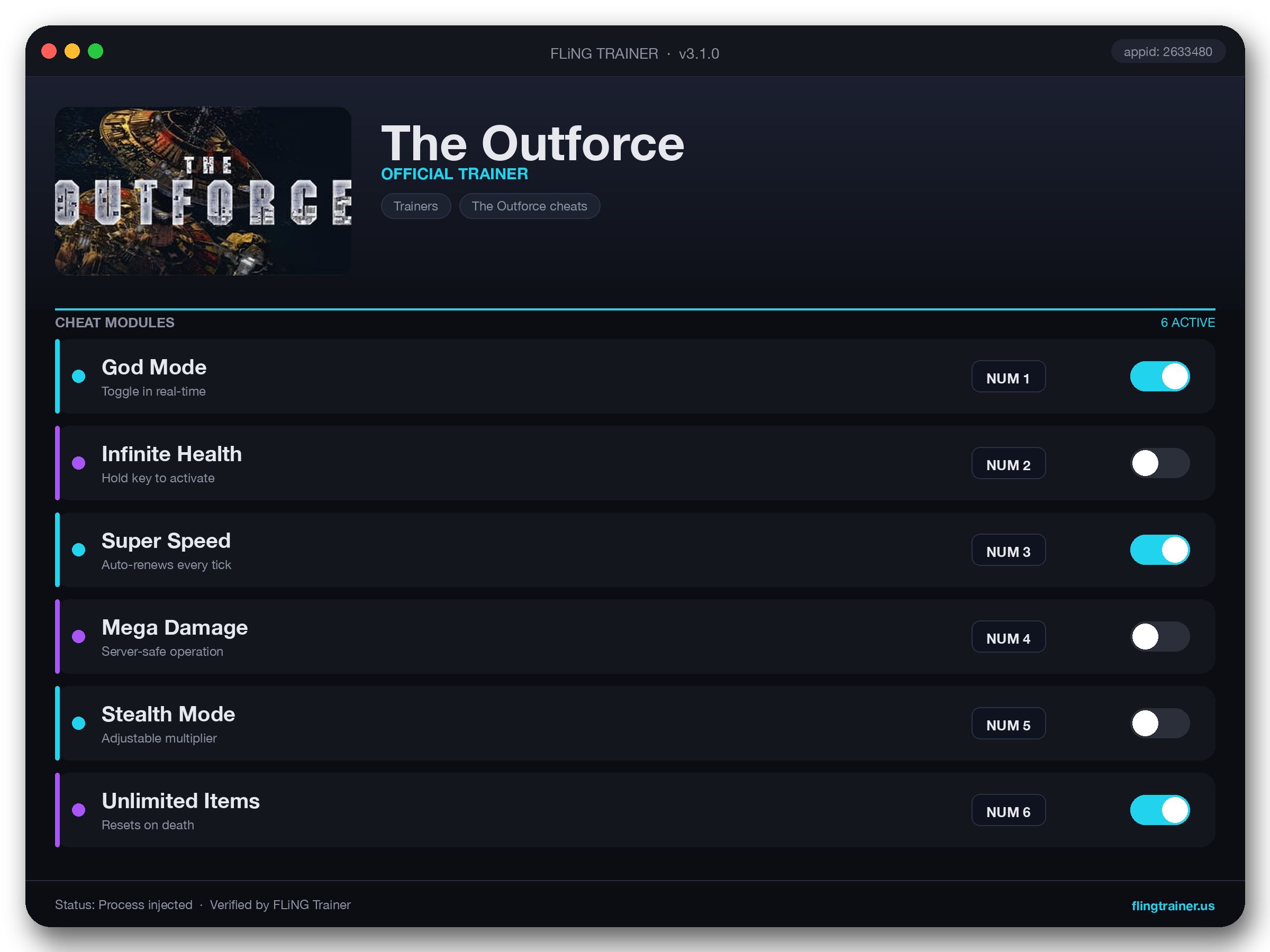 The Outforce Trainer interface