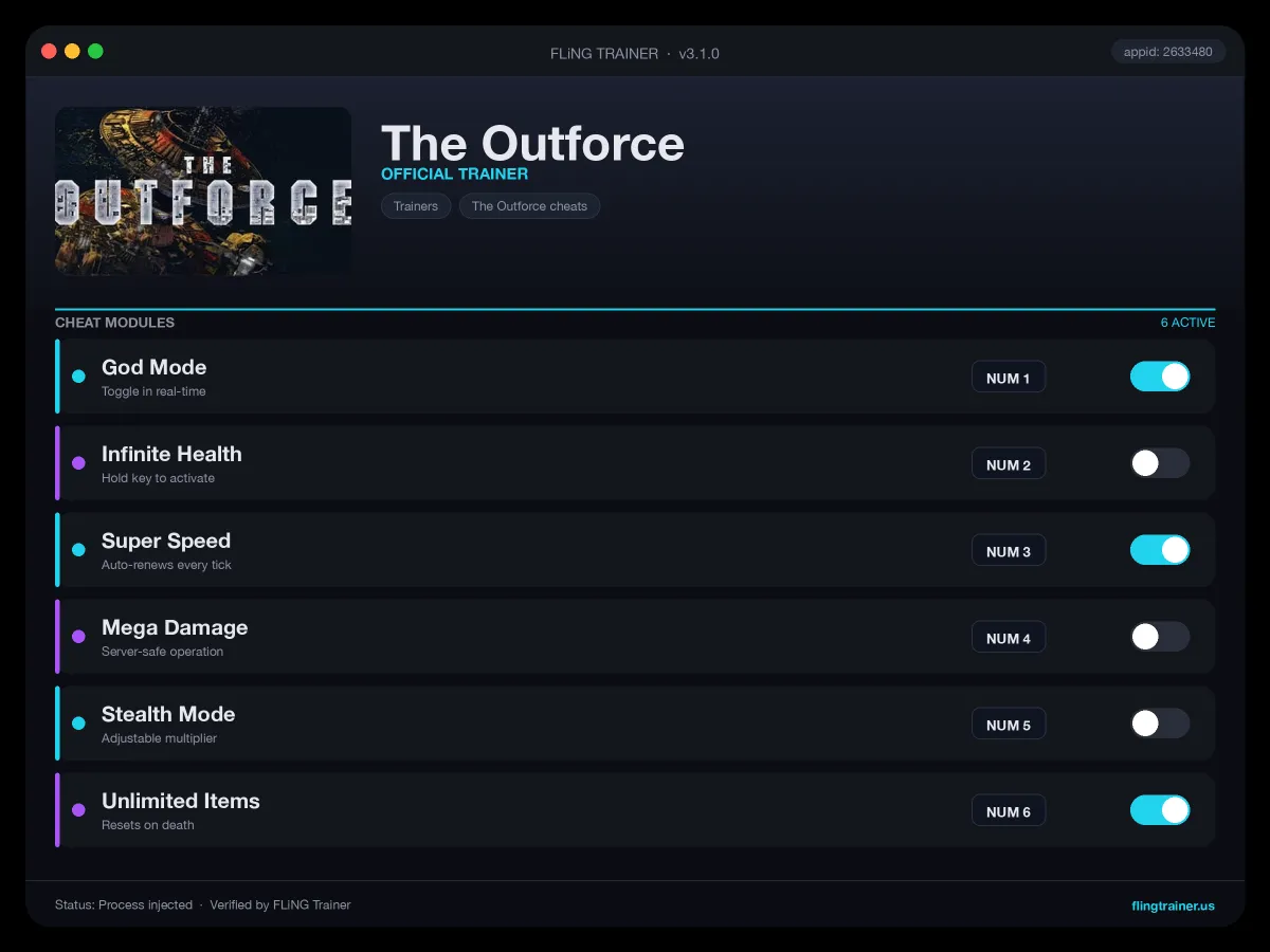 The Outforce Trainer interface