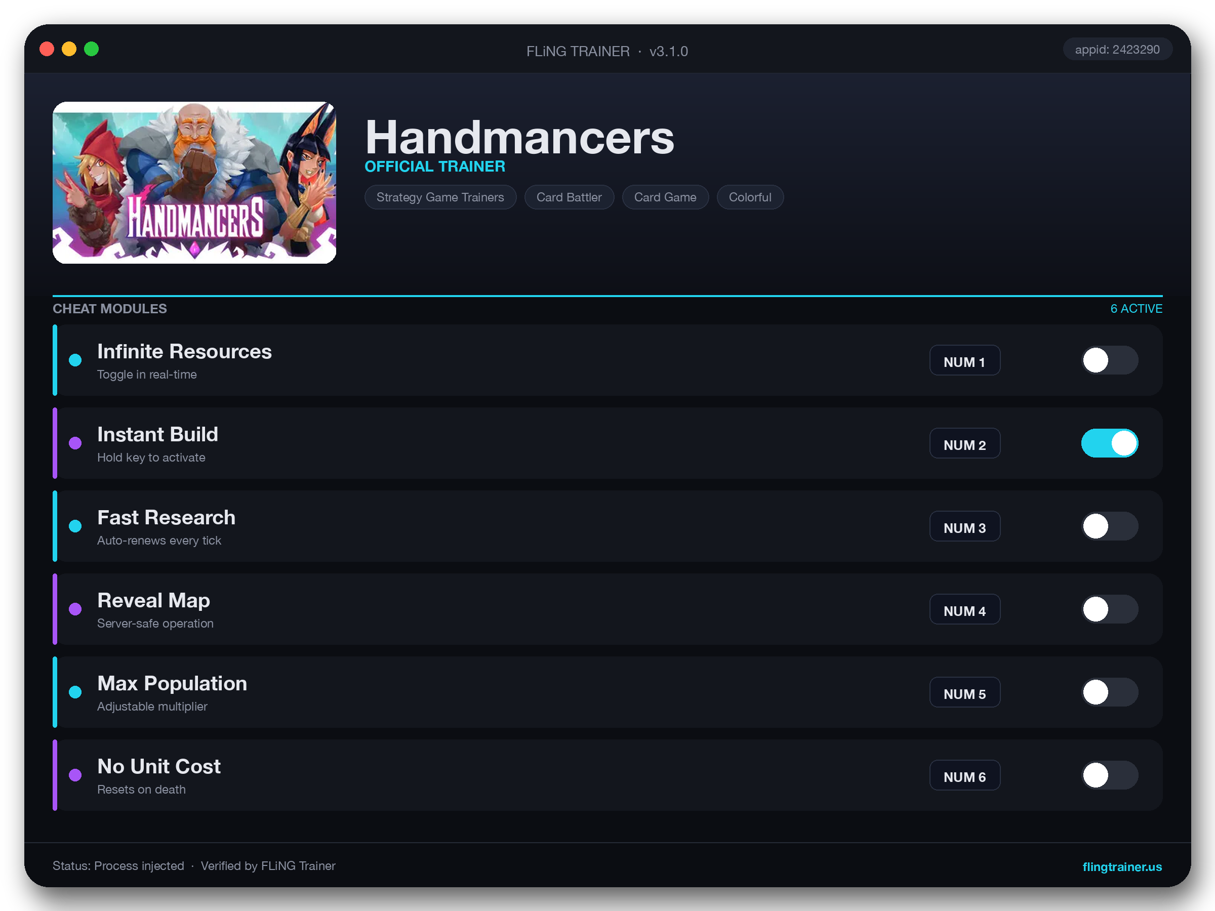 Handmancers Trainer interface