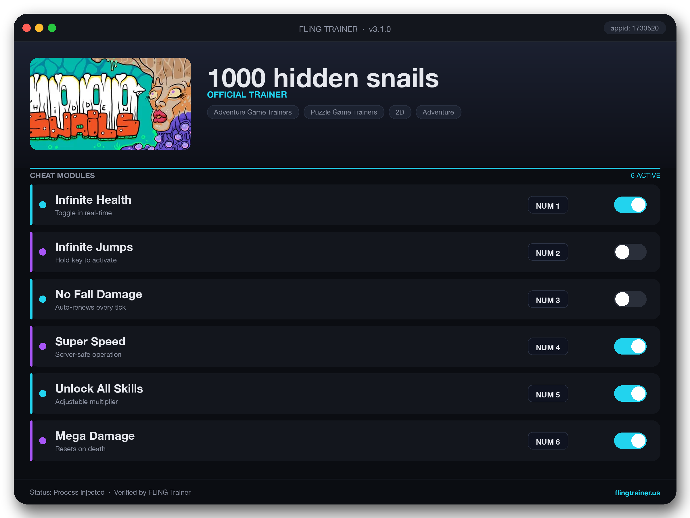 1000 hidden snails Trainer interface