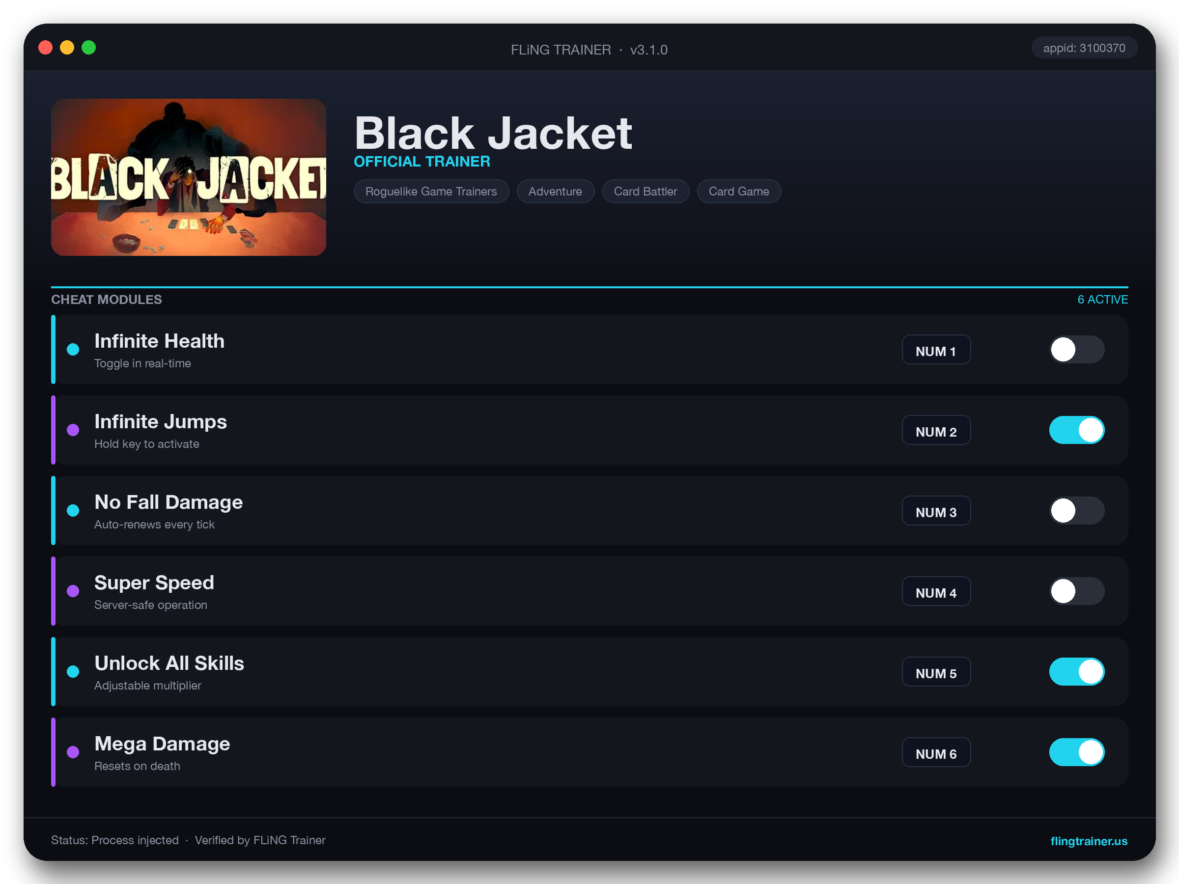 Black Jacket Trainer interface