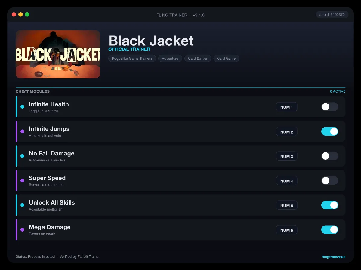 Black Jacket Trainer interface