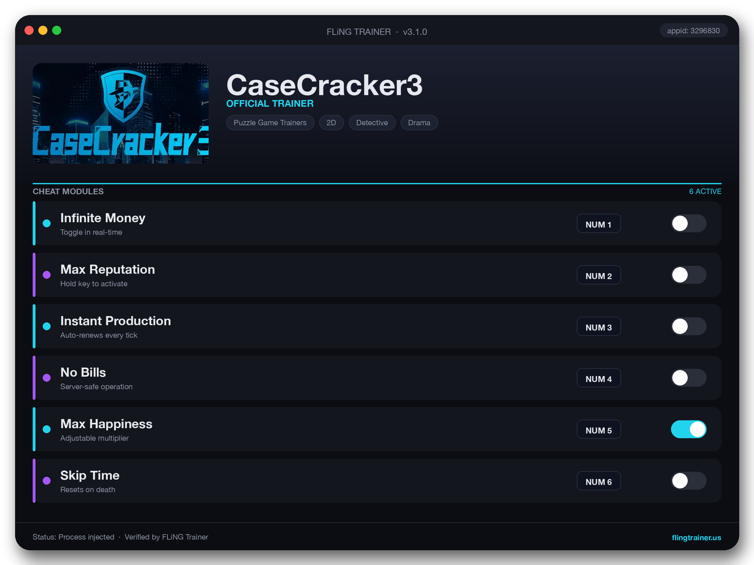 CaseCracker3 Trainer interface