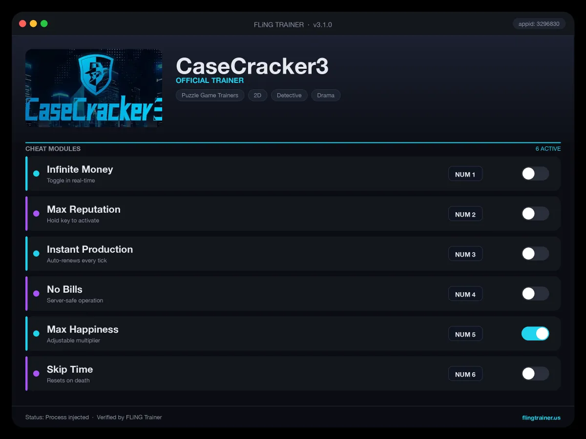 CaseCracker3 Trainer interface