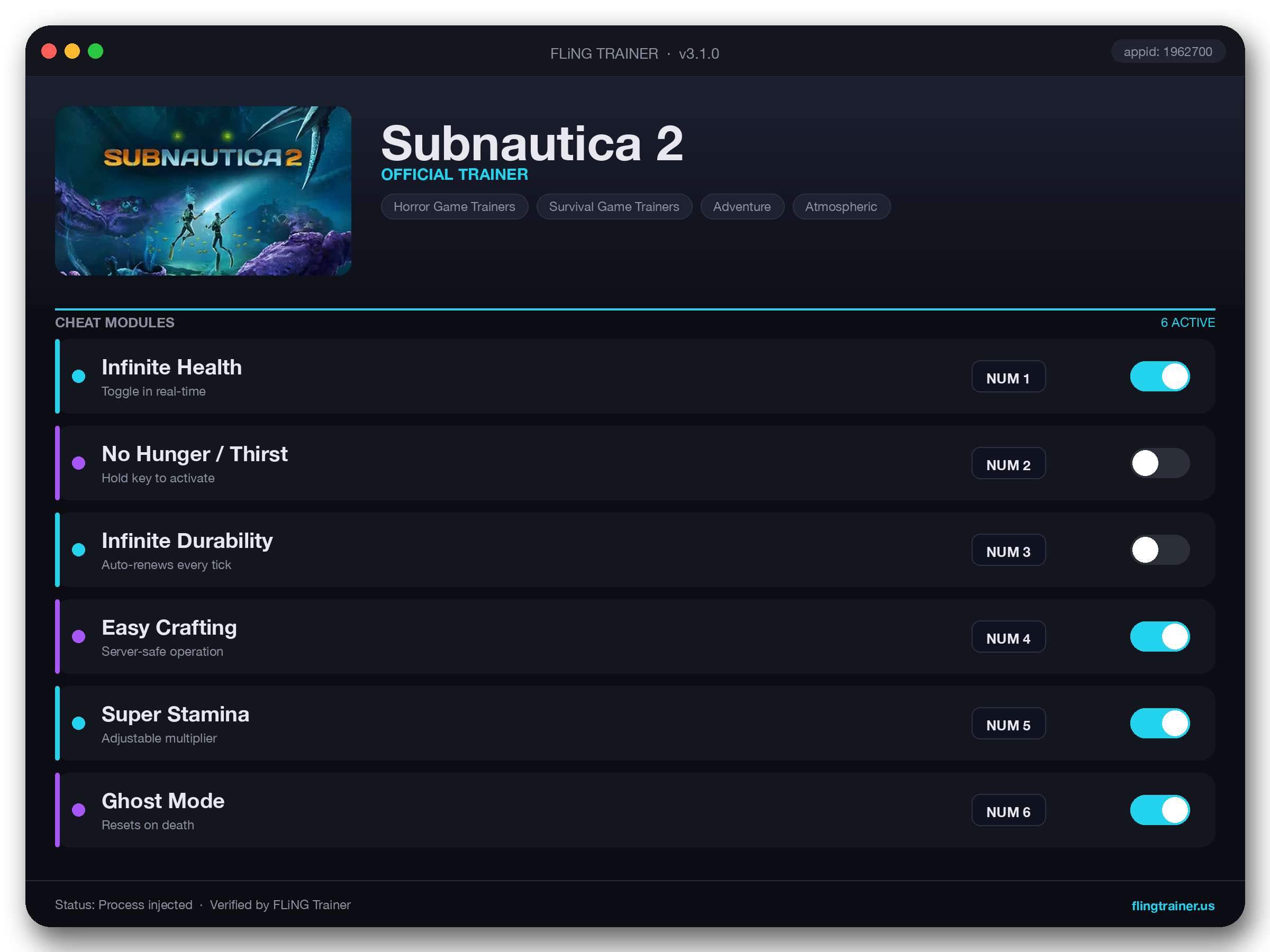 Subnautica 2 Trainer interface
