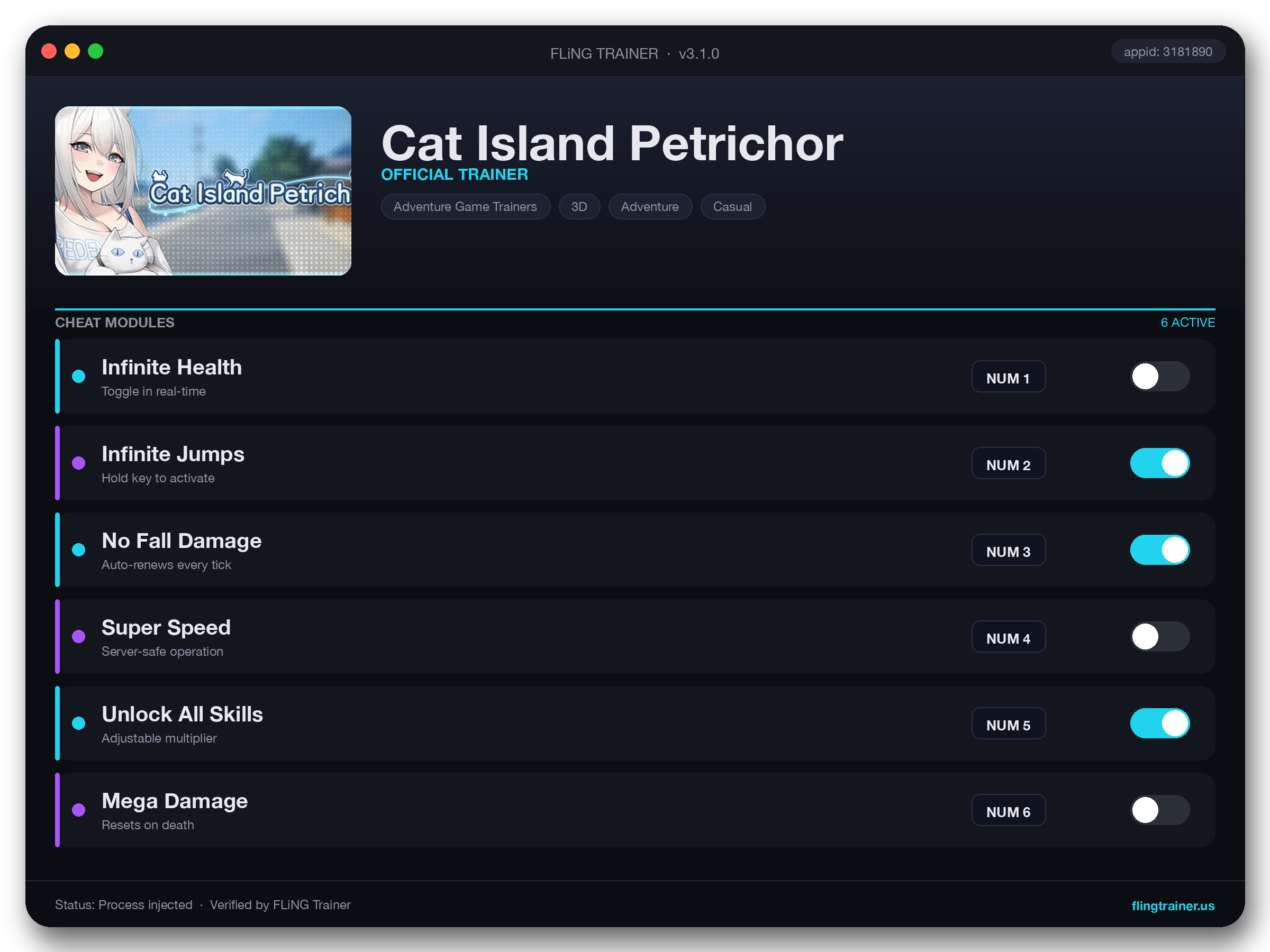 Cat Island Petrichor Trainer interface