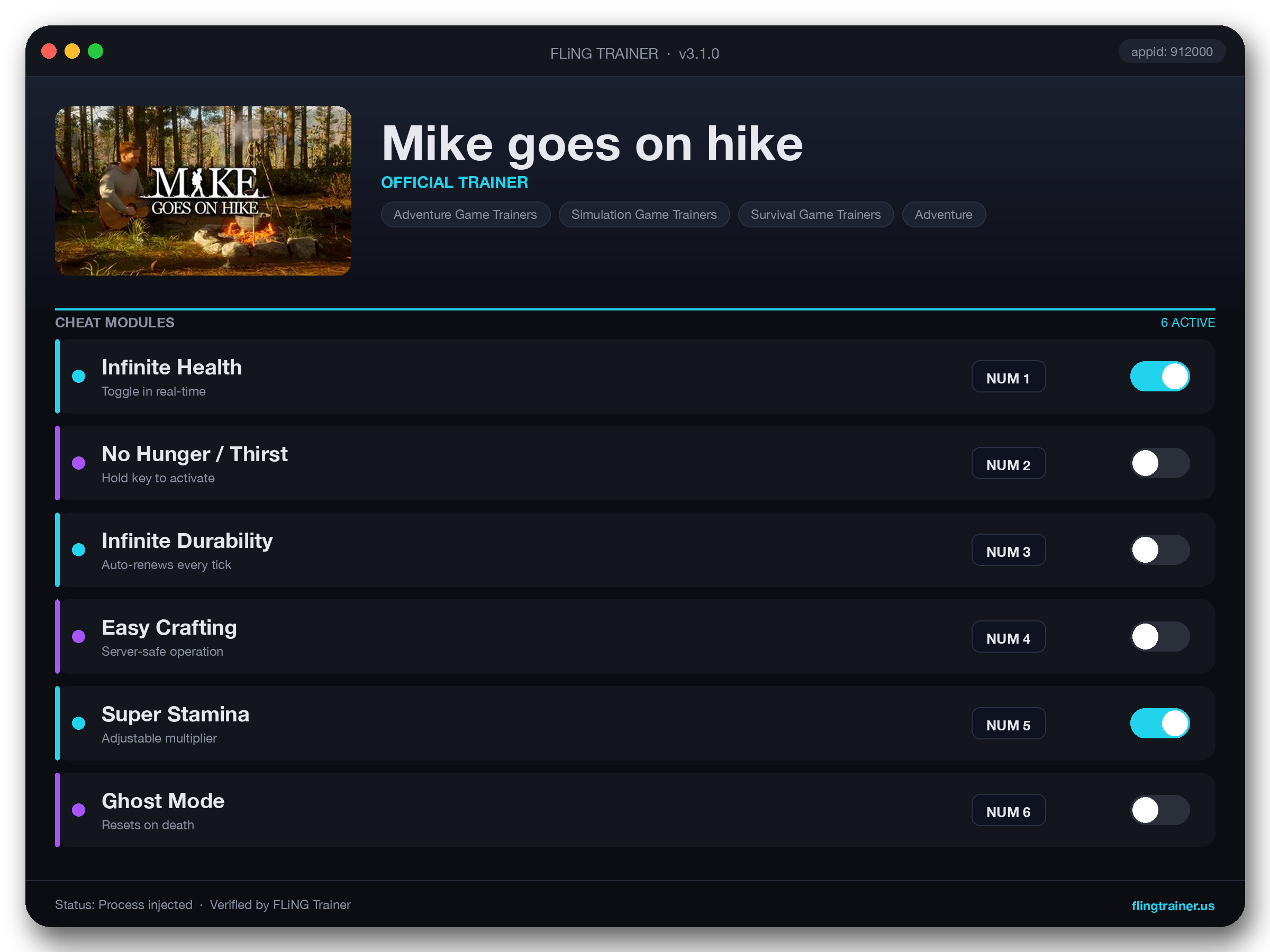 Mike goes on hike Trainer interface