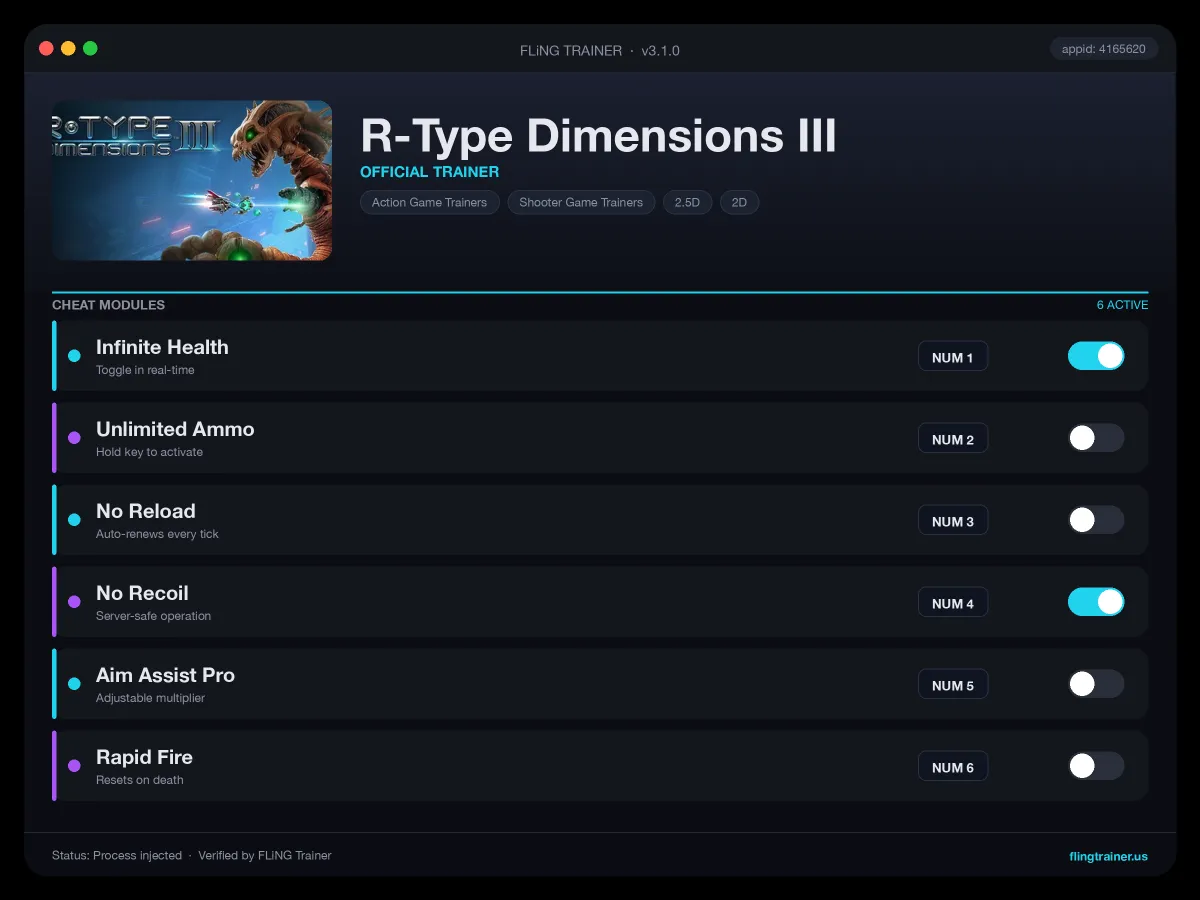 R-Type Dimensions III Trainer interface