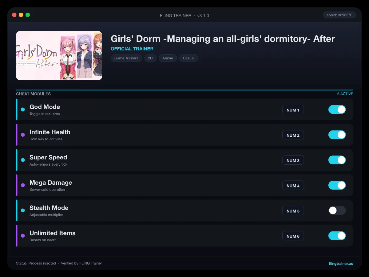 Girls' Dorm -Managing an all-girls' dormitory- After Trainer interface