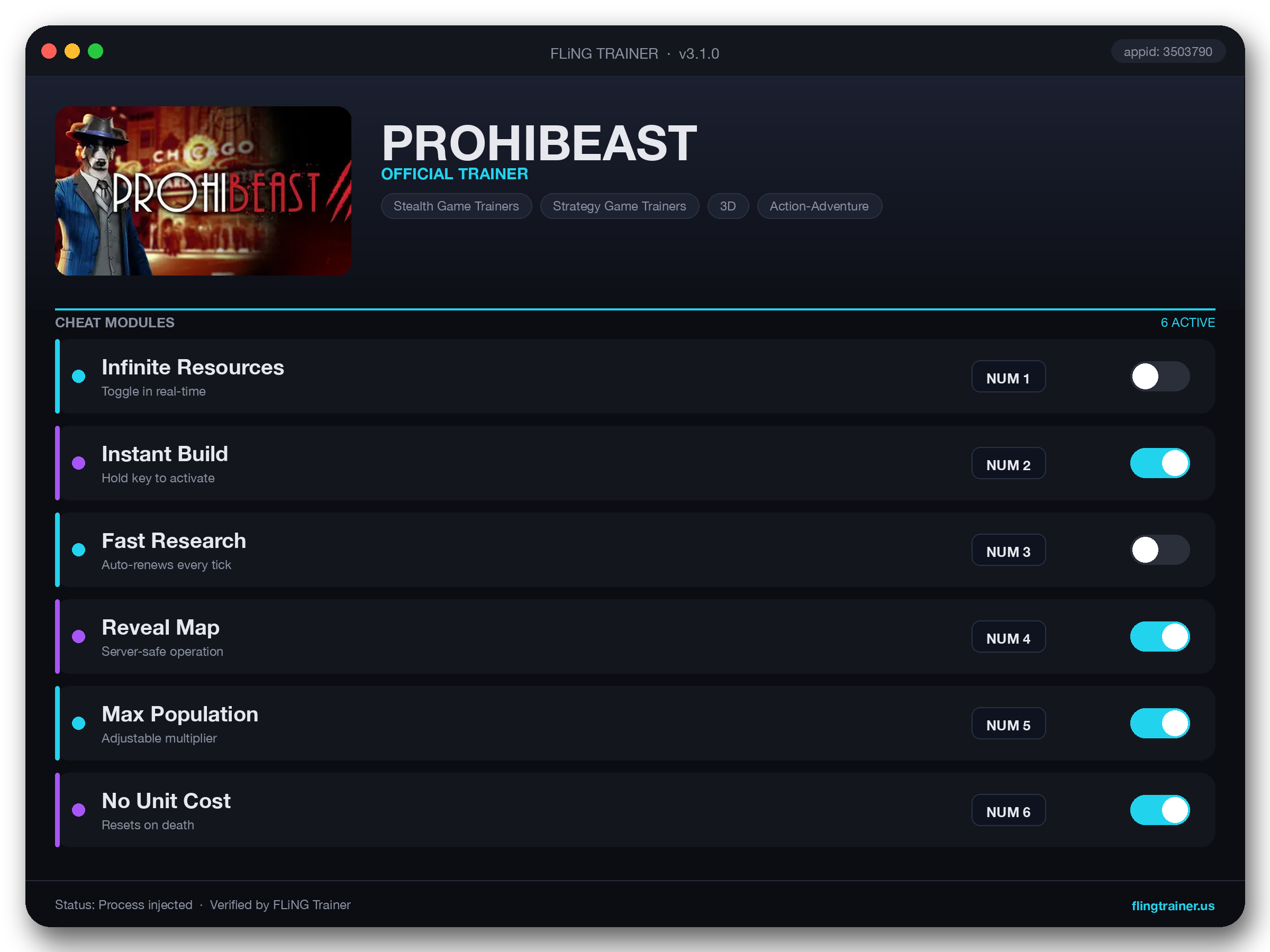 PROHIBEAST Trainer interface