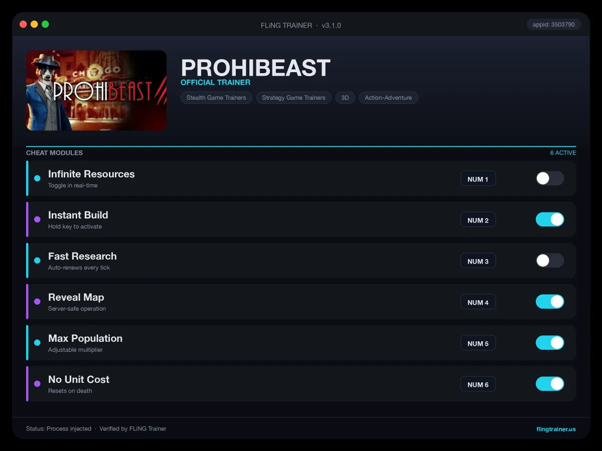 PROHIBEAST Trainer interface