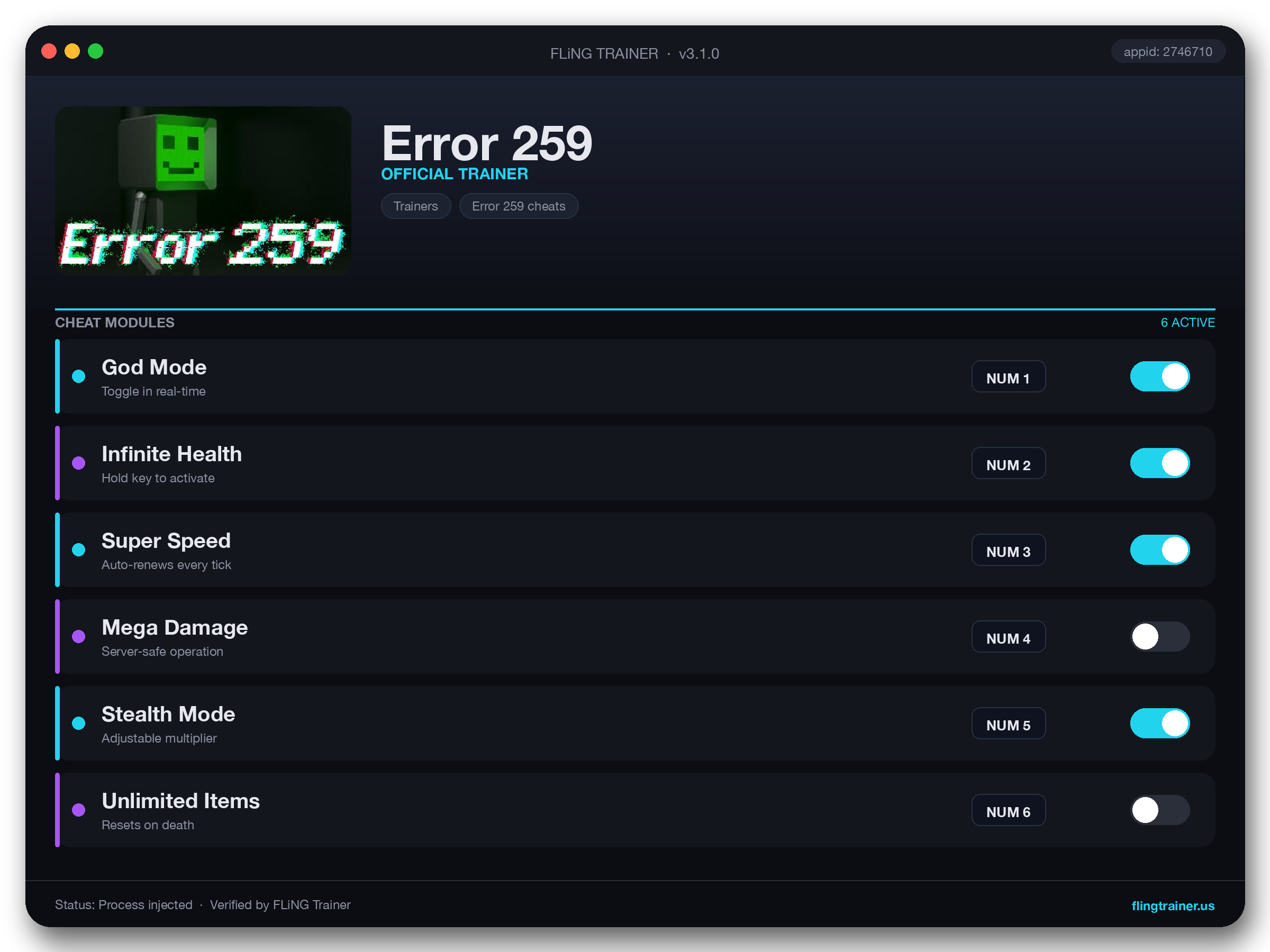 Error 259 Trainer interface