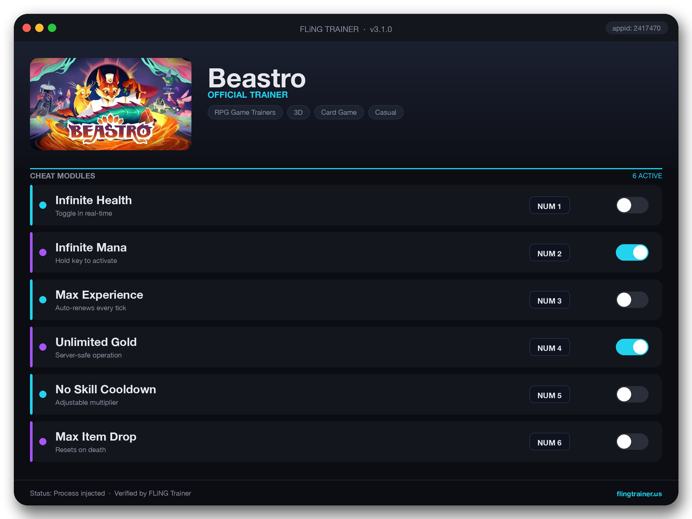 Beastro Trainer interface