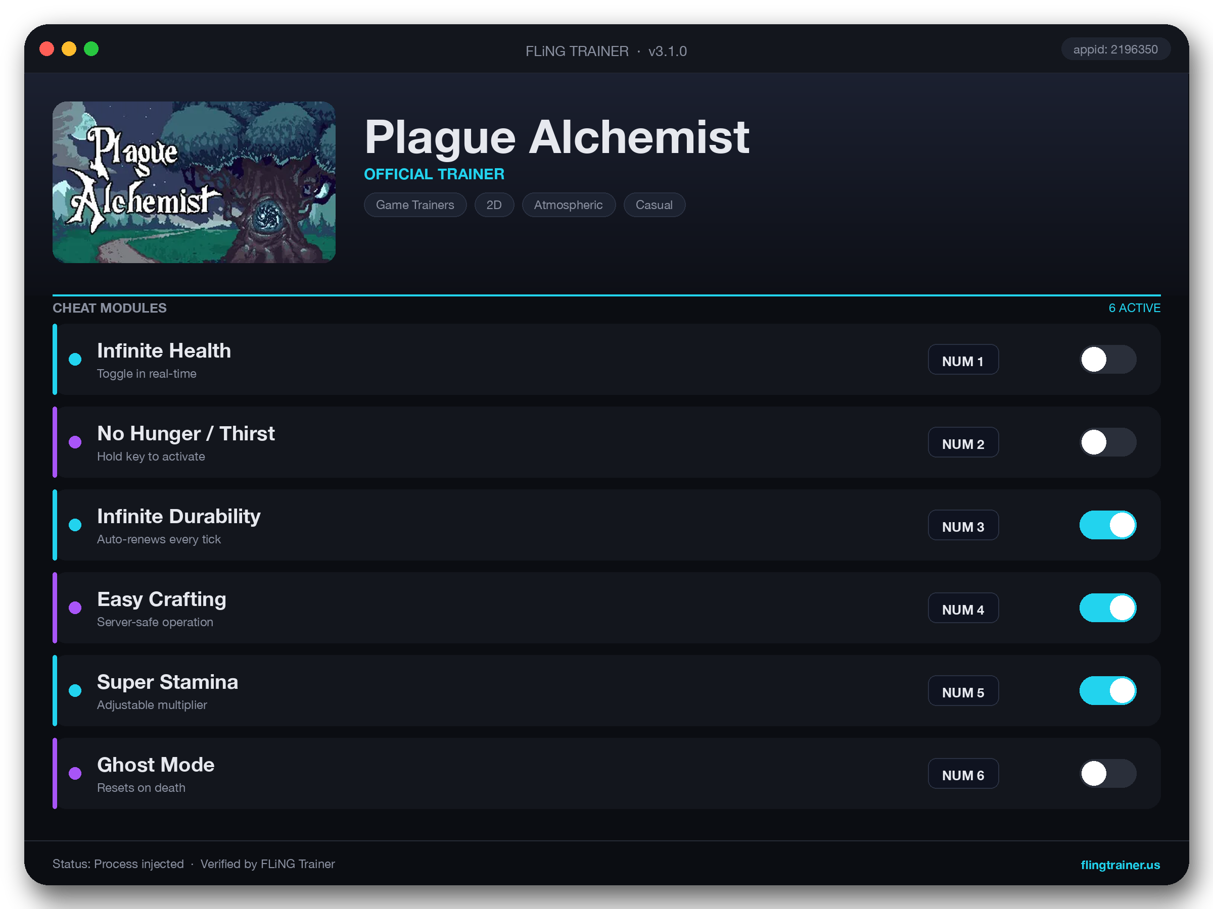 Plague Alchemist Trainer interface