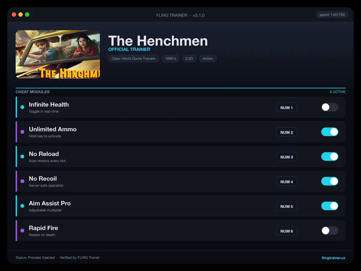 The Henchmen Trainer interface