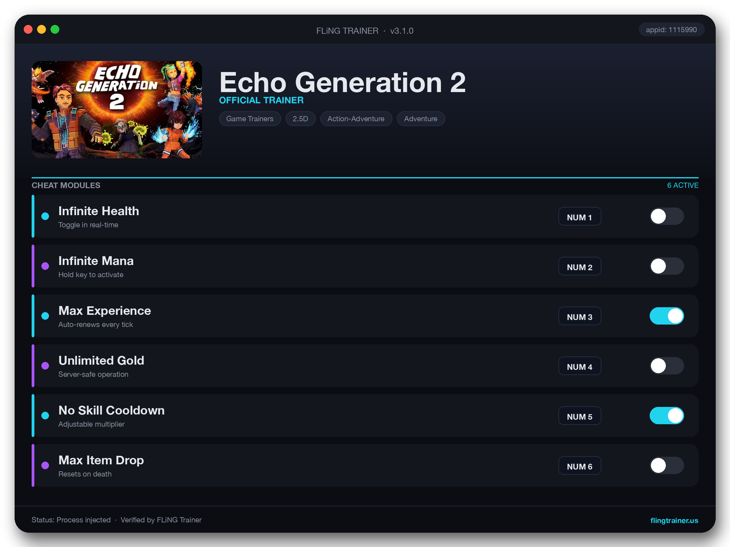 Echo Generation 2 Trainer interface