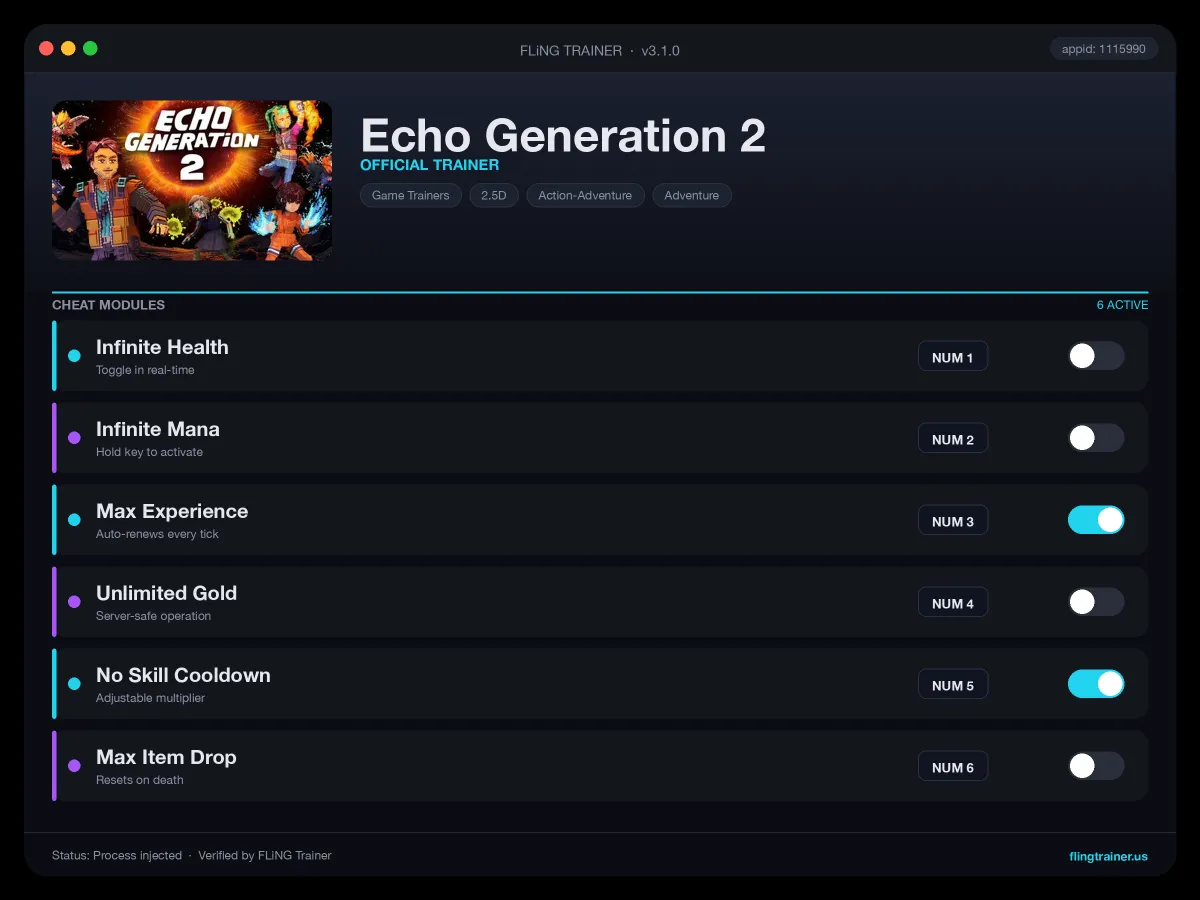 Echo Generation 2 Trainer interface