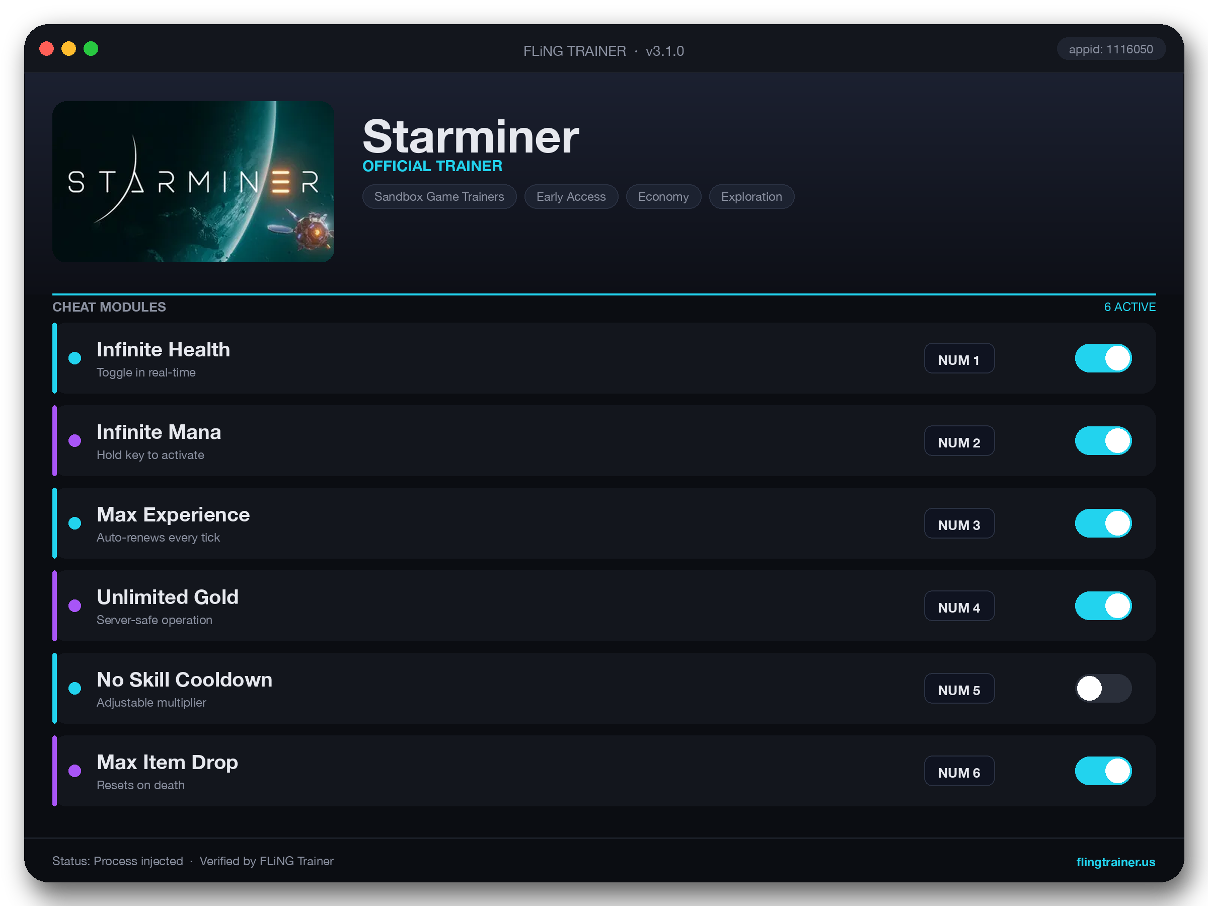 Starminer Trainer interface