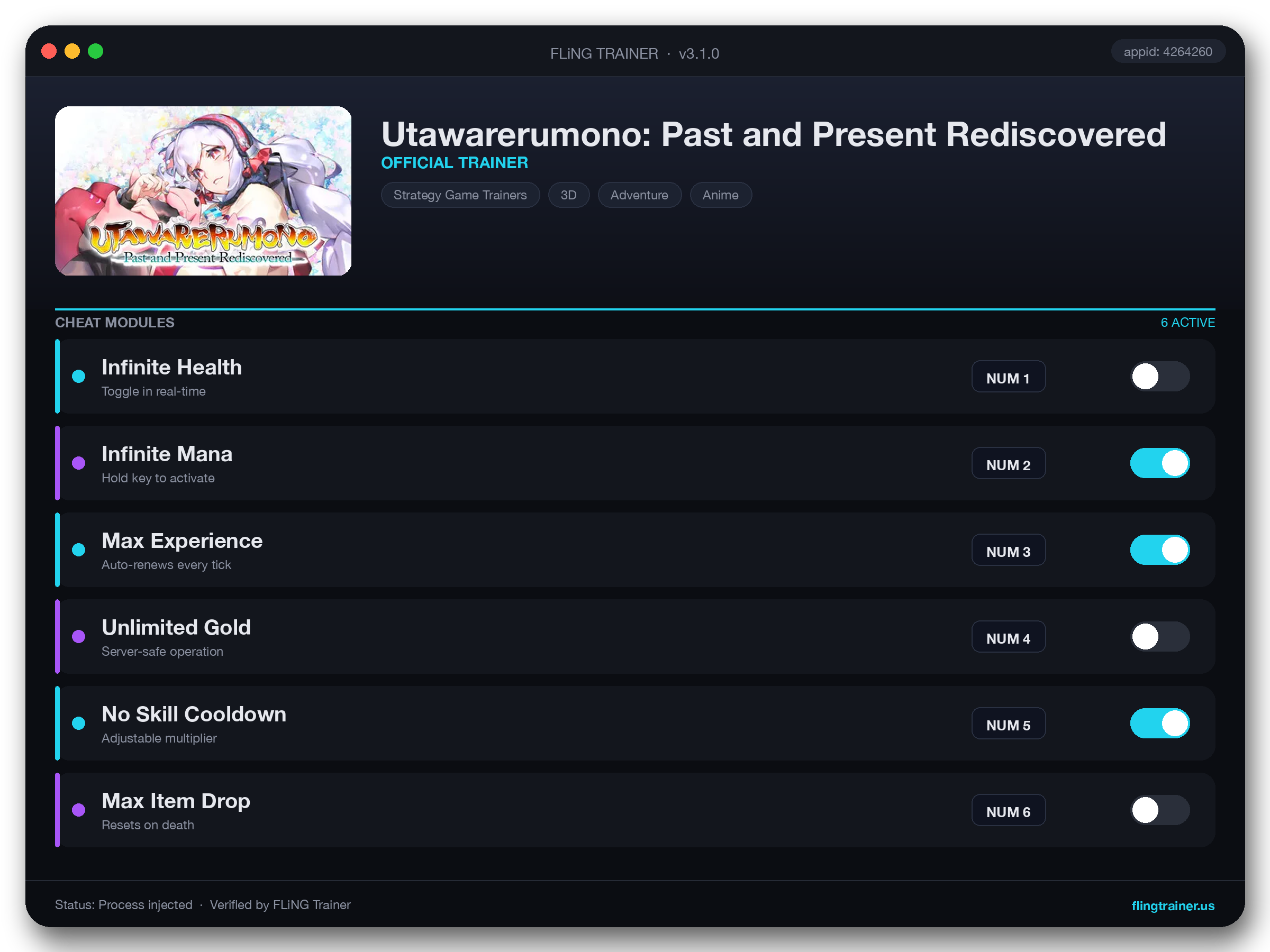 Utawarerumono: Past and Present Rediscovered Trainer interface