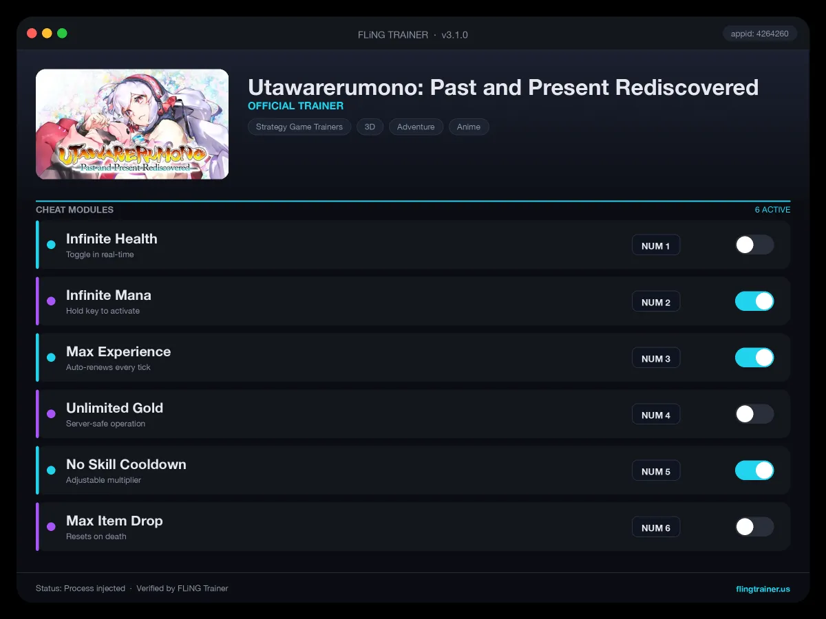 Utawarerumono: Past and Present Rediscovered Trainer interface