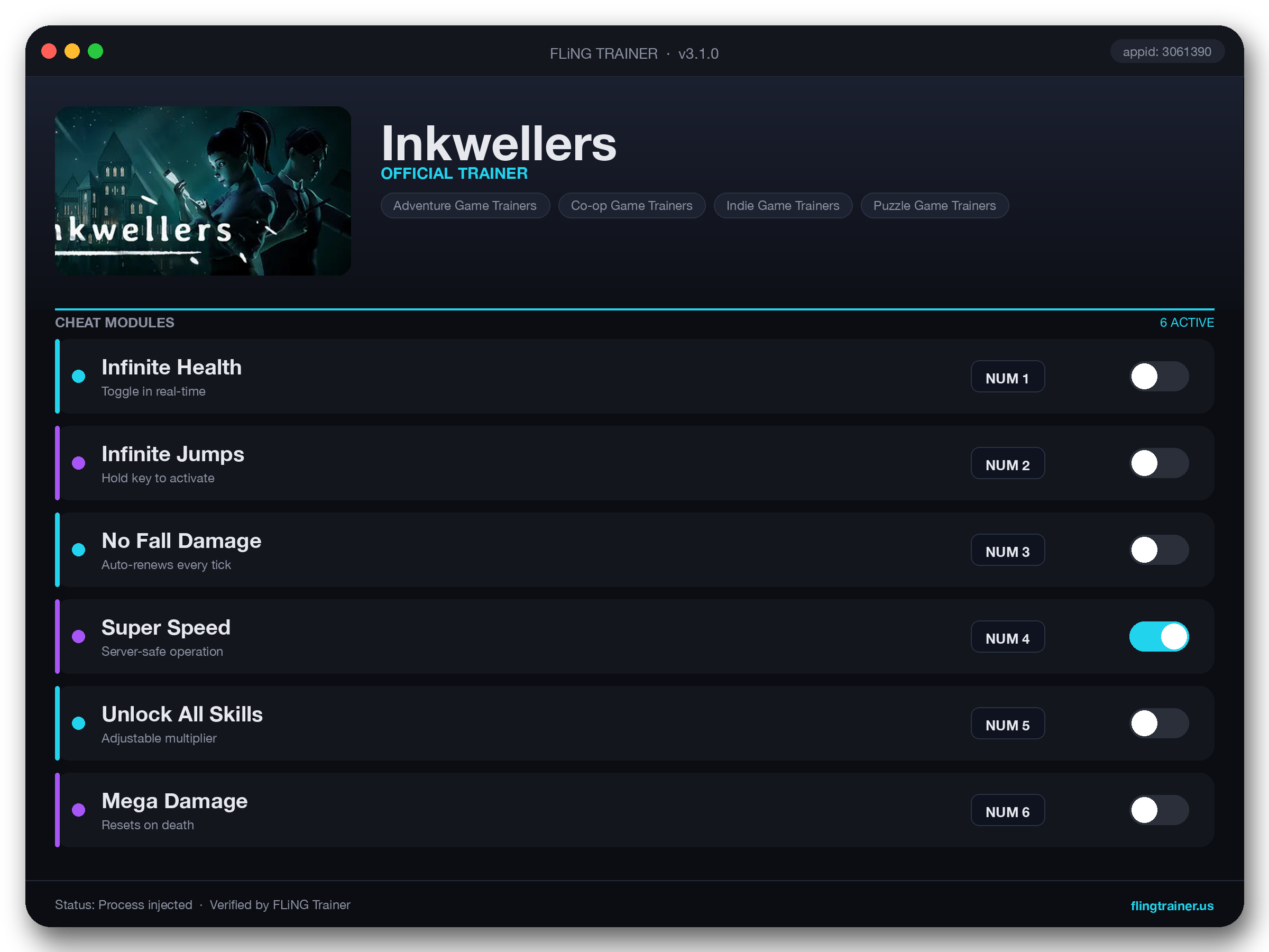 Inkwellers Trainer interface