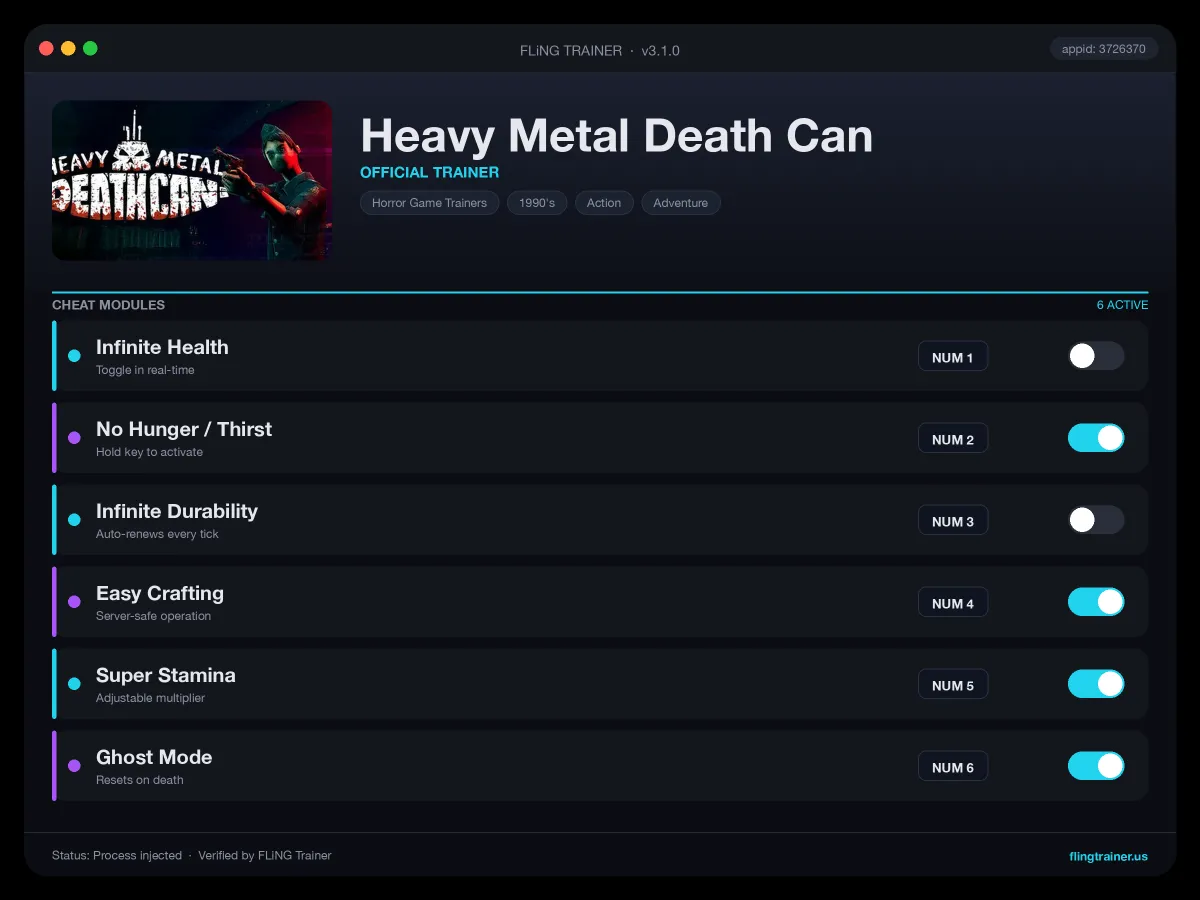Heavy Metal Death Can Trainer interface