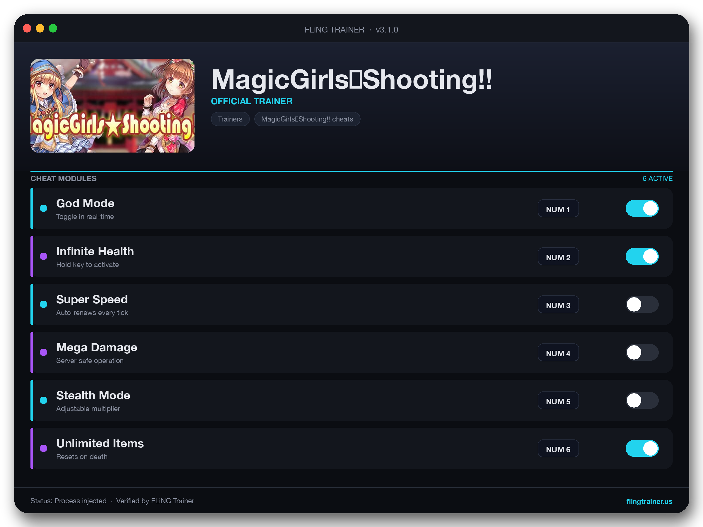 MagicGirls★Shooting!! Trainer interface