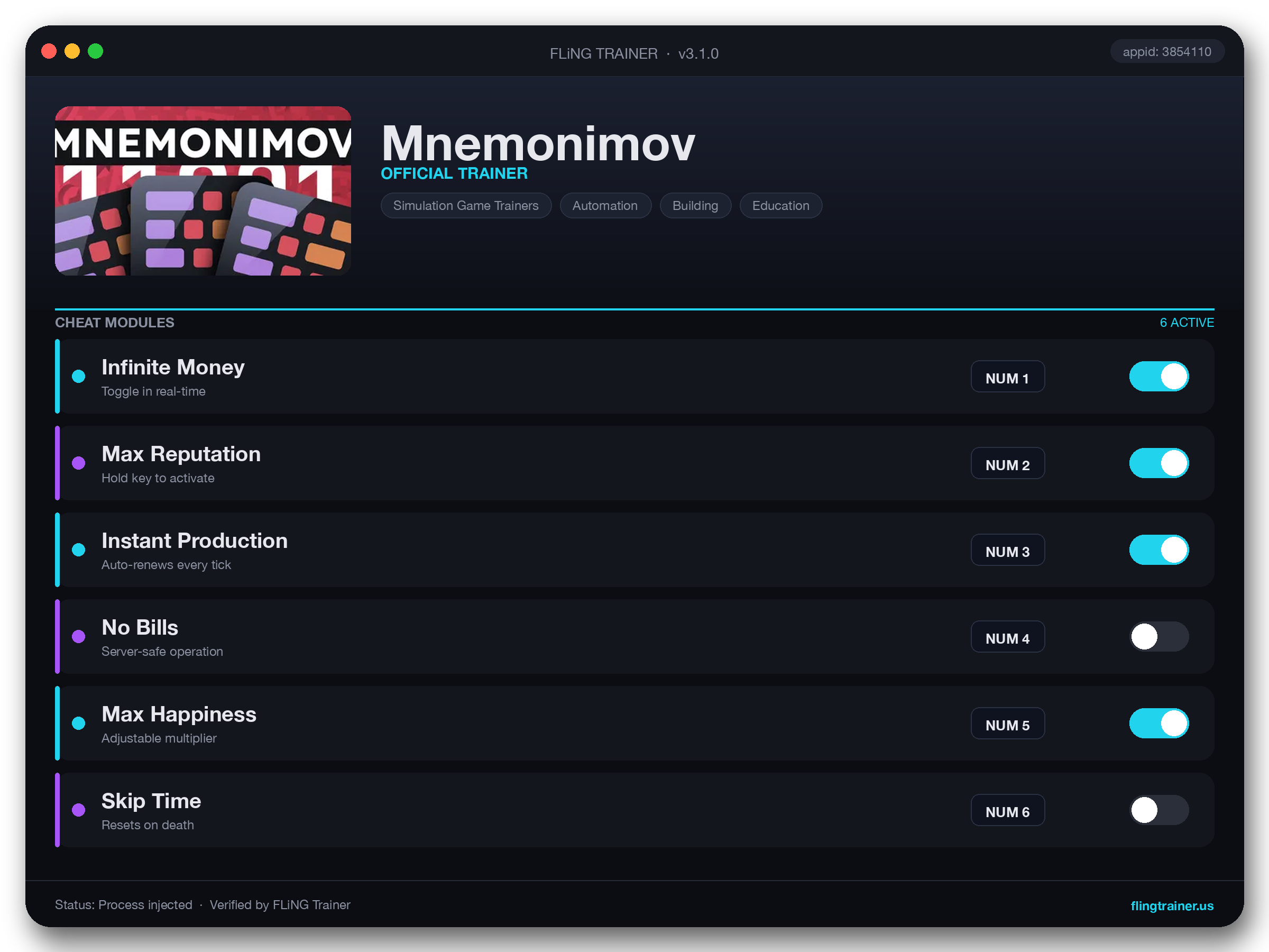 Mnemonimov Trainer interface