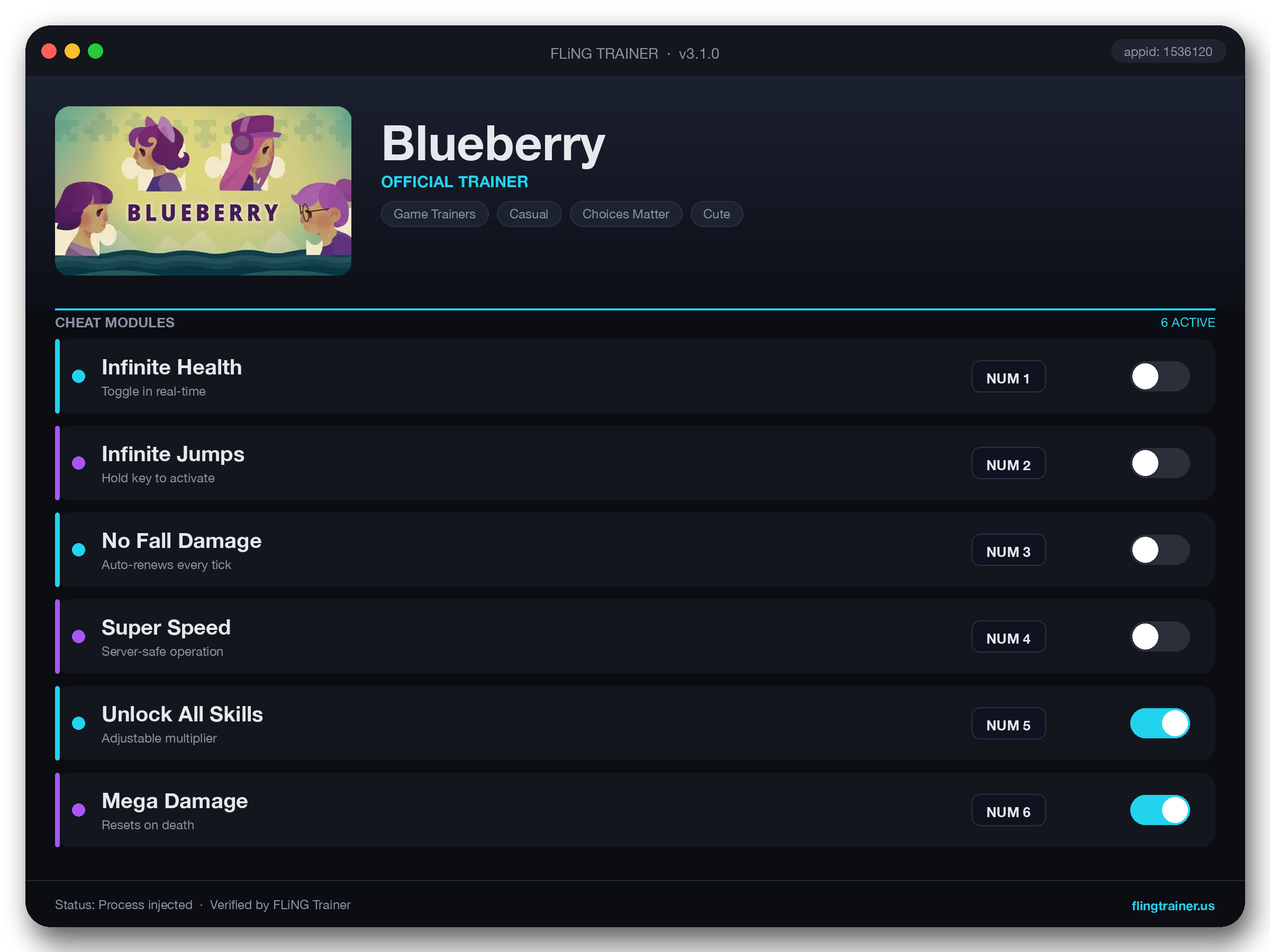 Blueberry Trainer interface